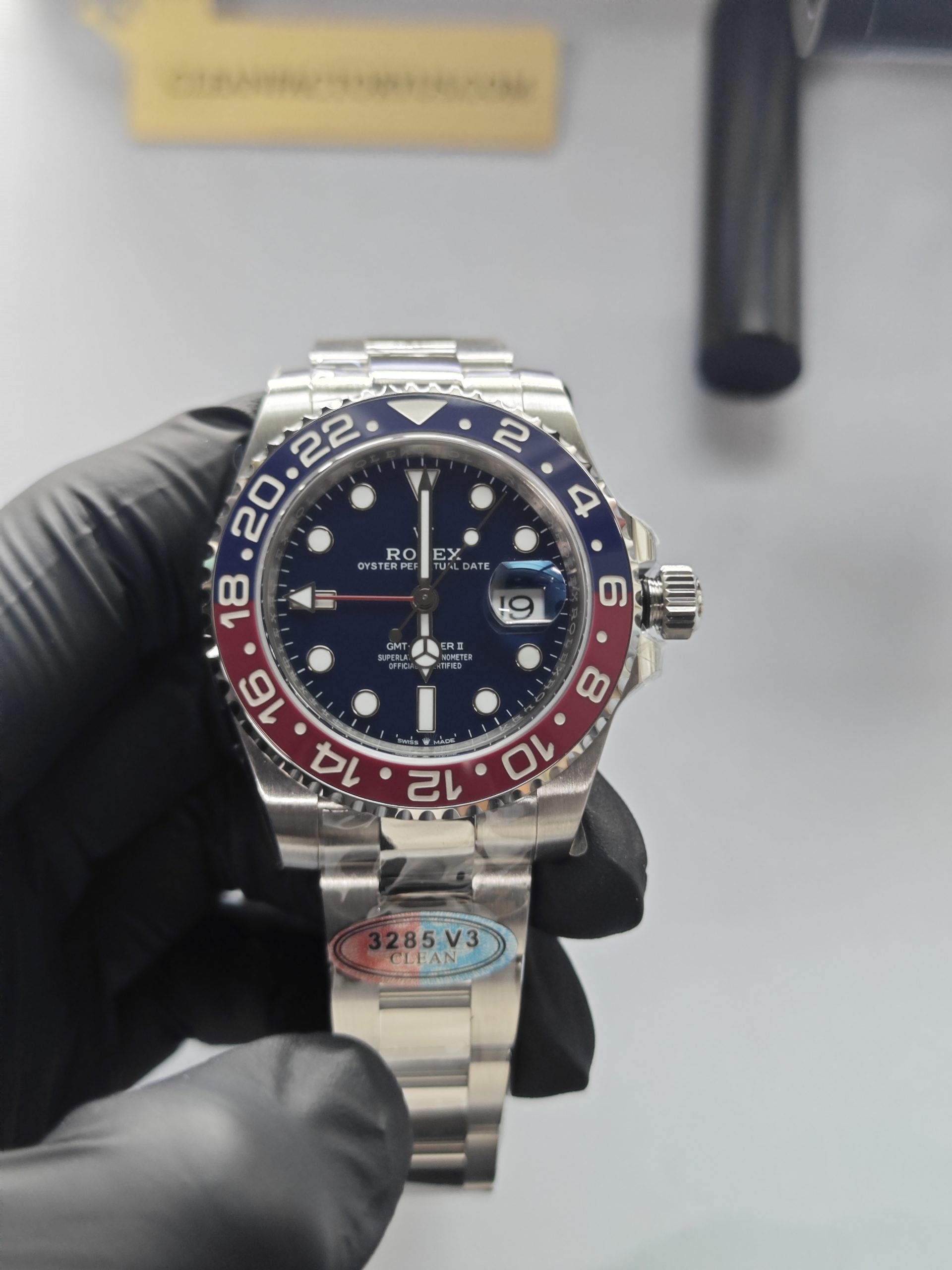Clean Factory GMT Master II 126719BLRO Oyster Blue Dial, “Pepsi”Red/Blue