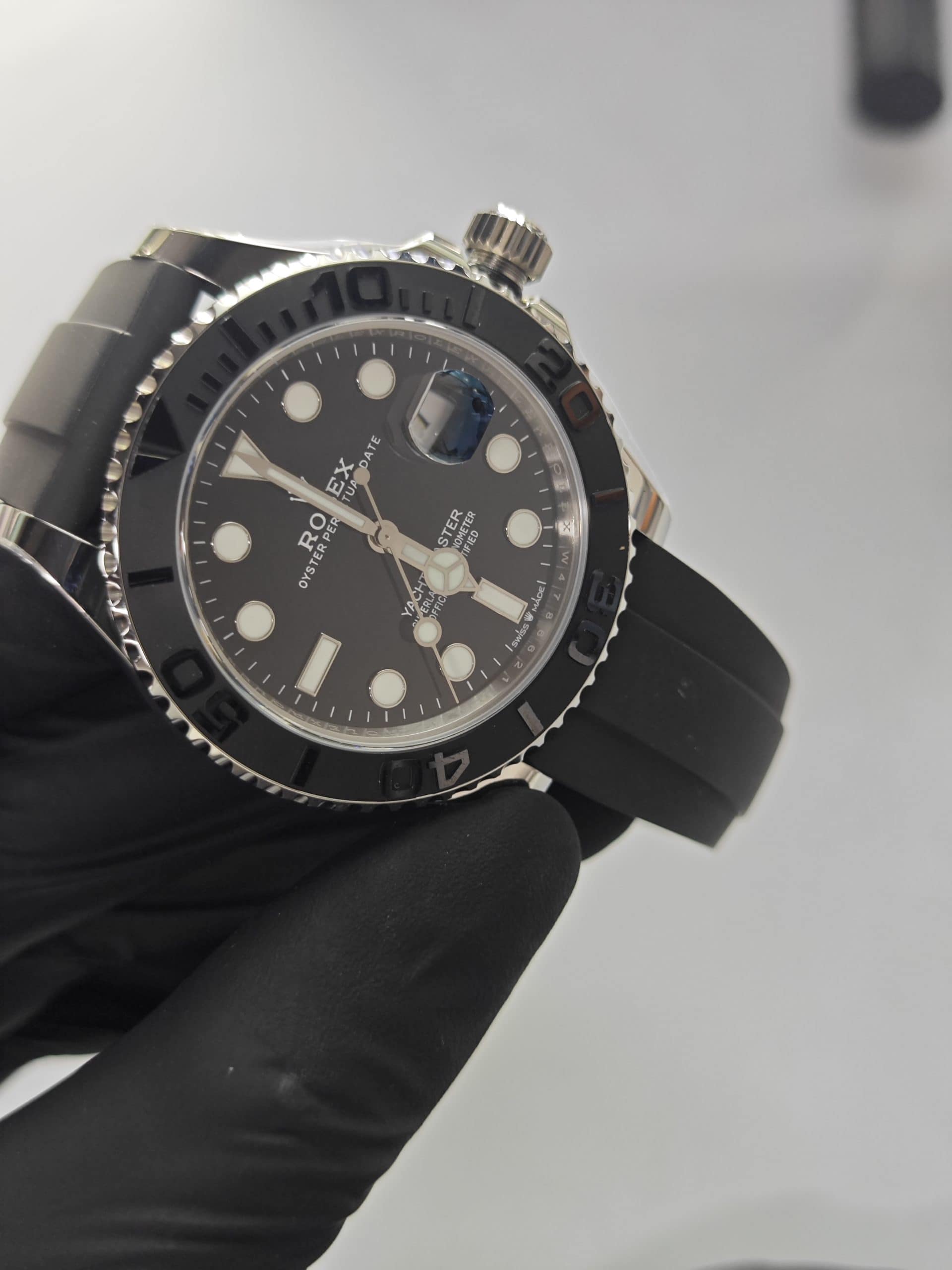 Clean Factory Yacht Master 226659 42mm Black Dial, White Gold/904L Steel, Rubber Strap