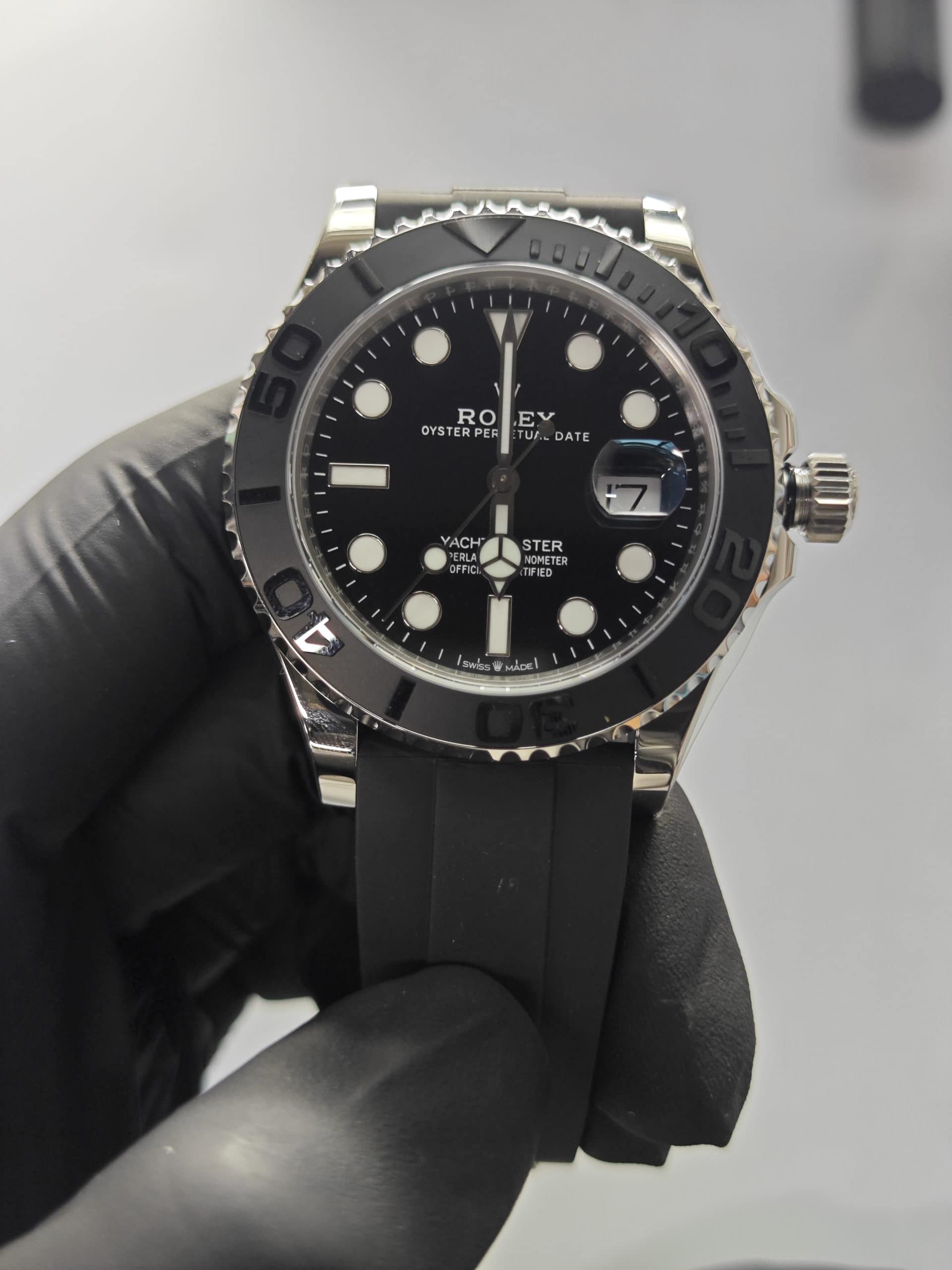Clean Factory Yacht Master 226659 42mm Black Dial, White Gold/904L Steel, Rubber Strap