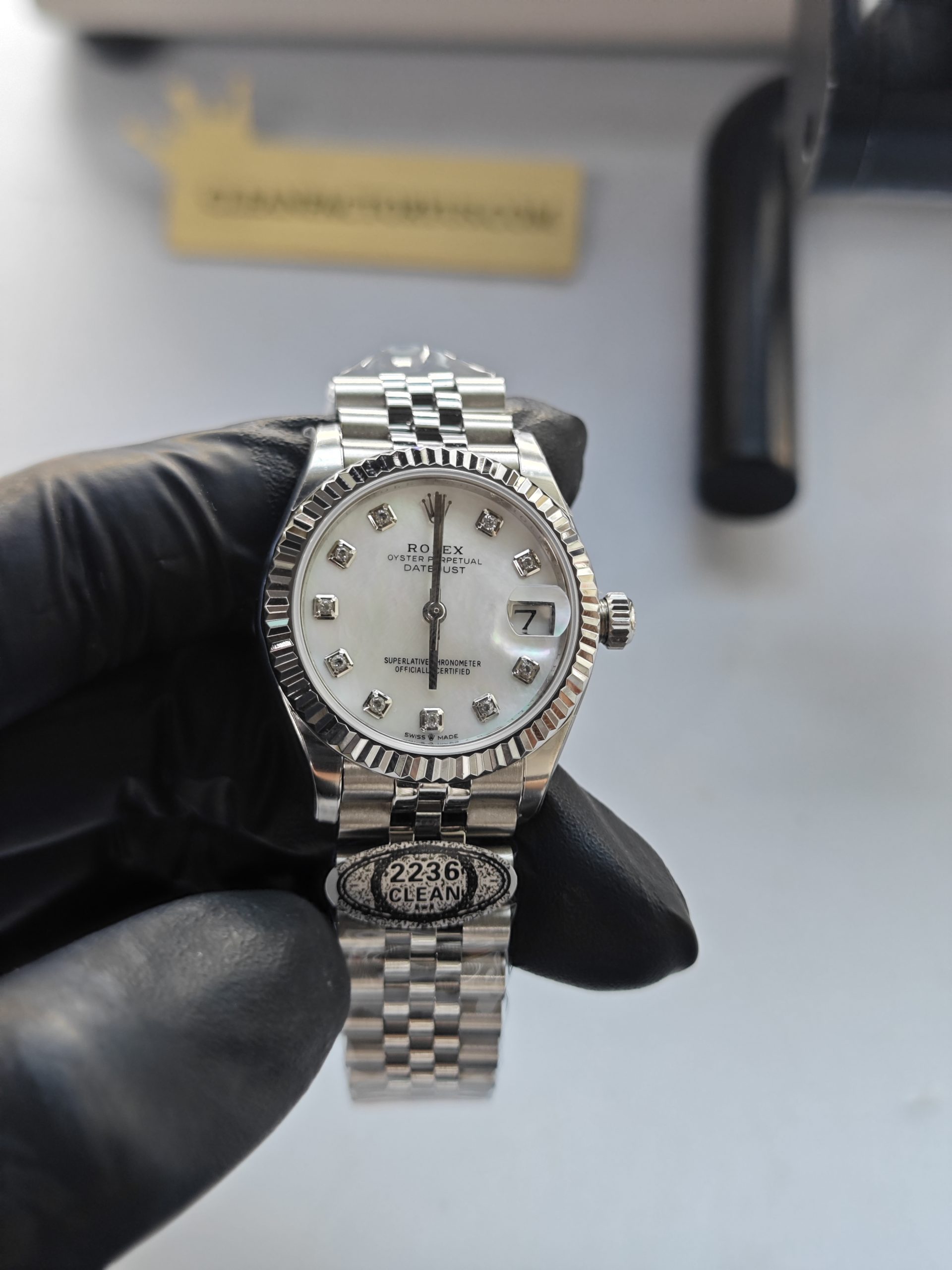 Clean Factory Rolex Lady Datejust 31mm 278274 Jubilee Mother of Pearl Dial Diamond Makes Platinum Fluted Bezel