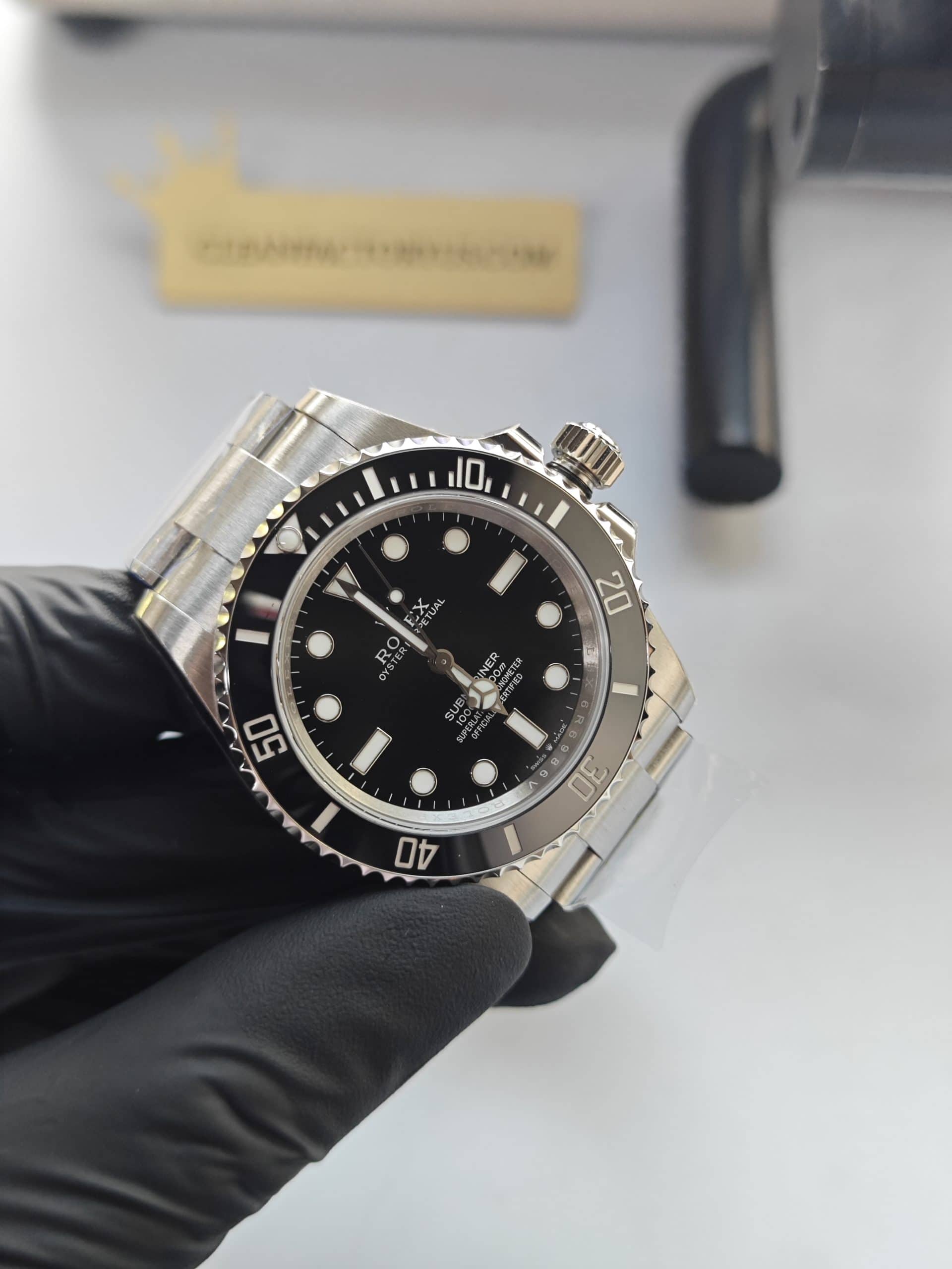 Clean Factory Rolex Submariner 124060 No Date 41mm Black Ceramic Bezel