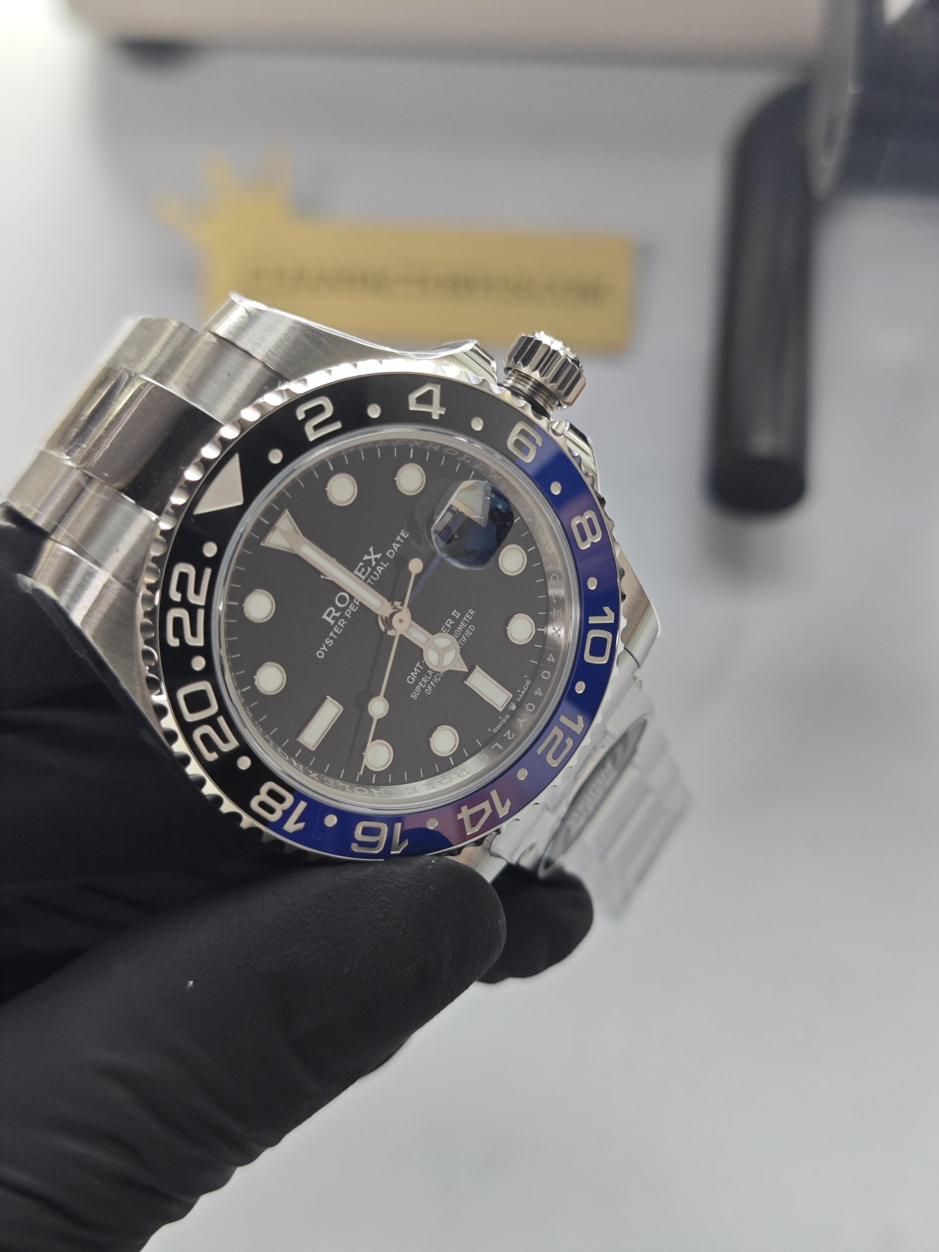 Clean Factory Rolex GMT Master II 126713grnr Oyster Black Grey Ceramic Bezel