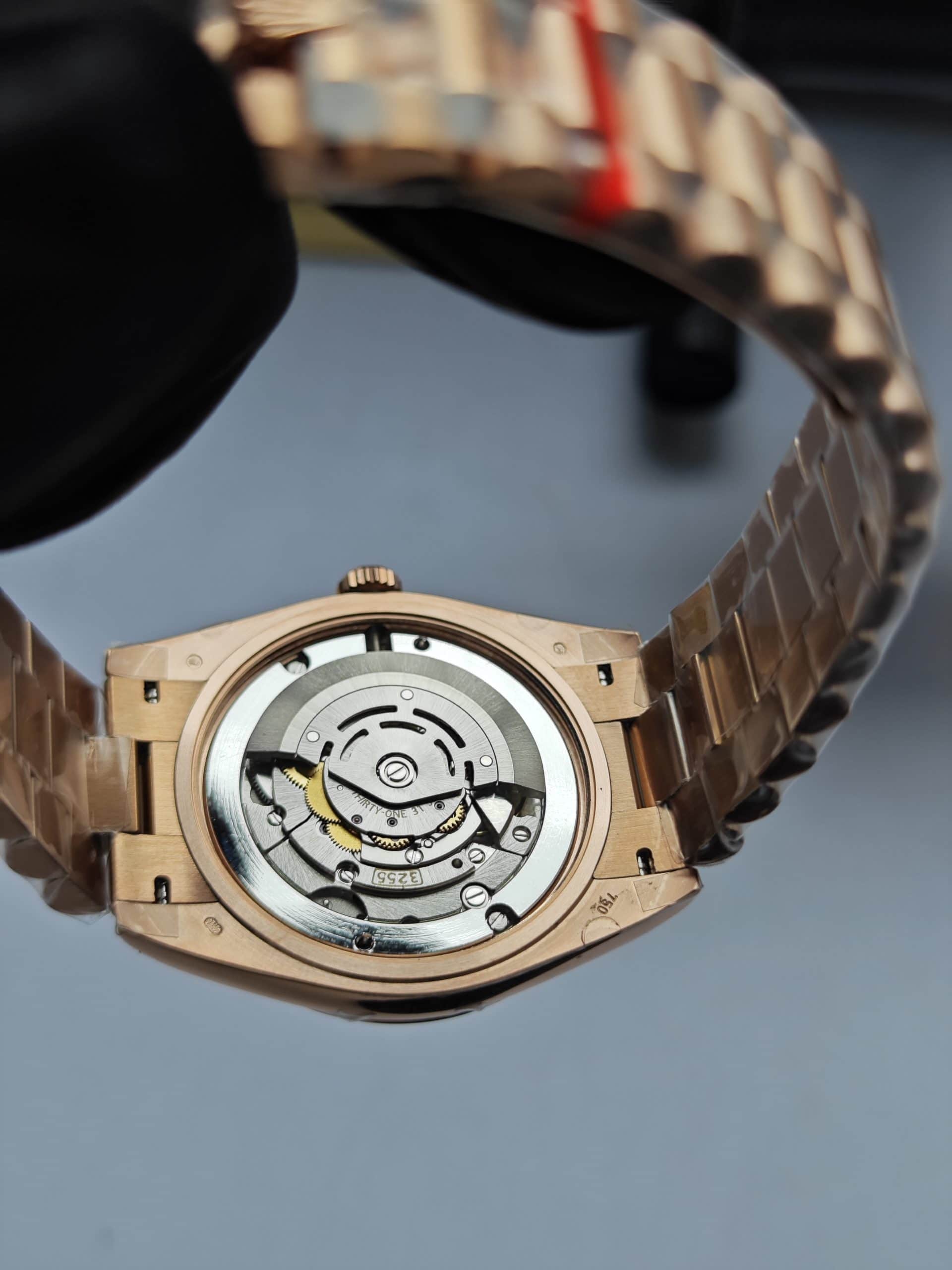 Clean Factory Rolex Day-Date 40mm 228235 President “Oscars” Slate Ombré Dial, Rose Gold Fluted Bezel