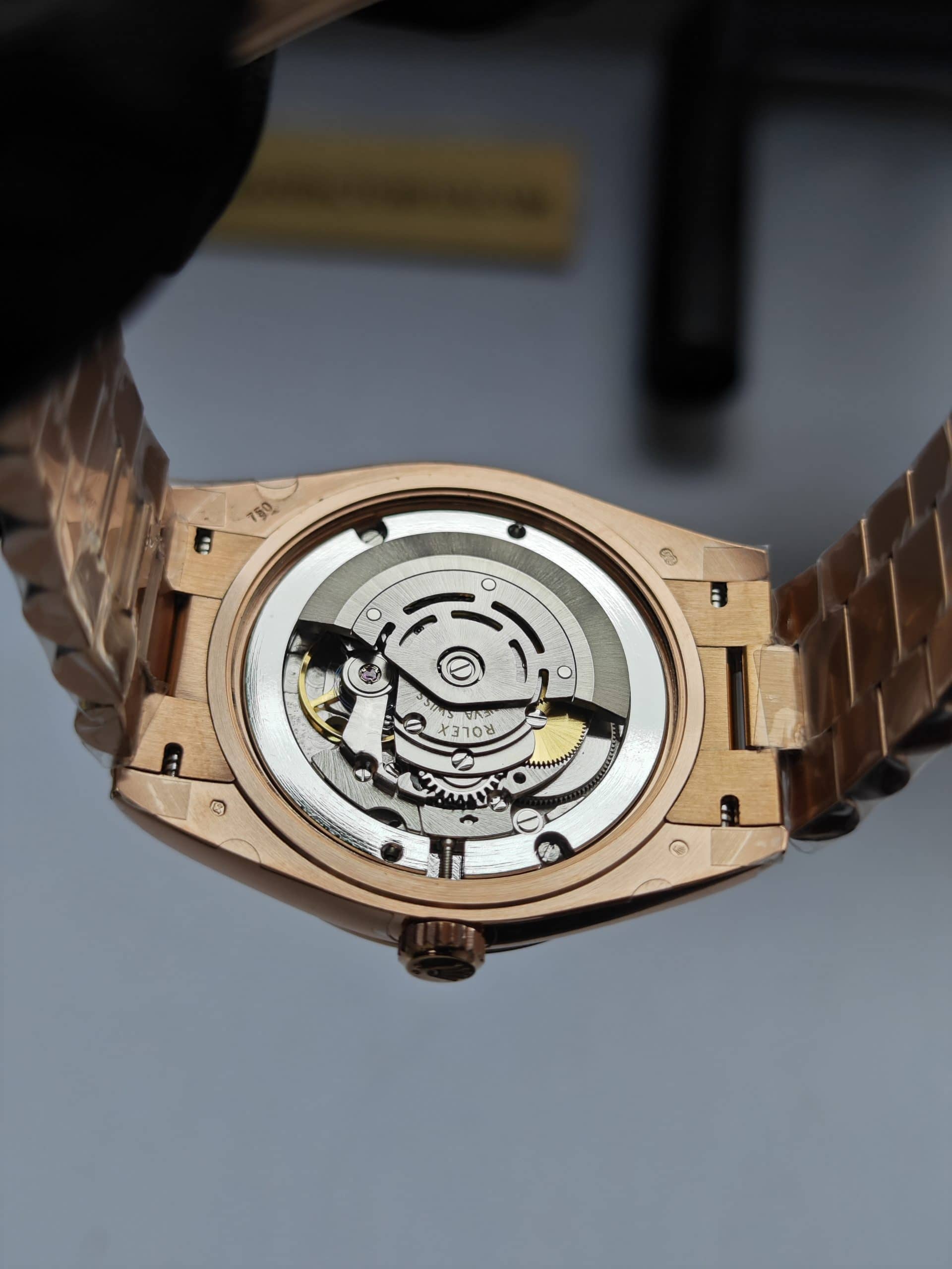 Clean Factory Rolex Day-Date 40mm 228235 President “Oscars” Slate Ombré Dial, Rose Gold Fluted Bezel