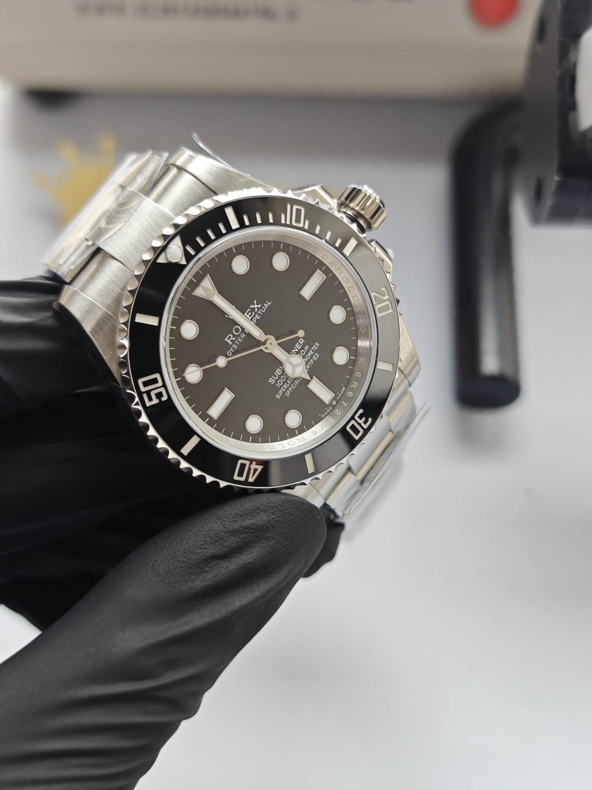 Clean Factory Rolex Submariner 124060 No Date 41mm Black Ceramic Dial, 904L Steel