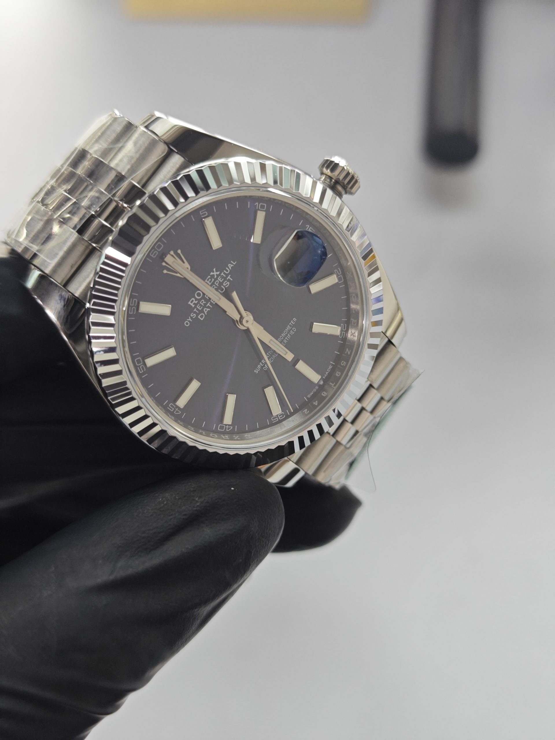 Clean Factory Datejust 41mm Jubilee Blue Dial, White Gold Fluted Bezel