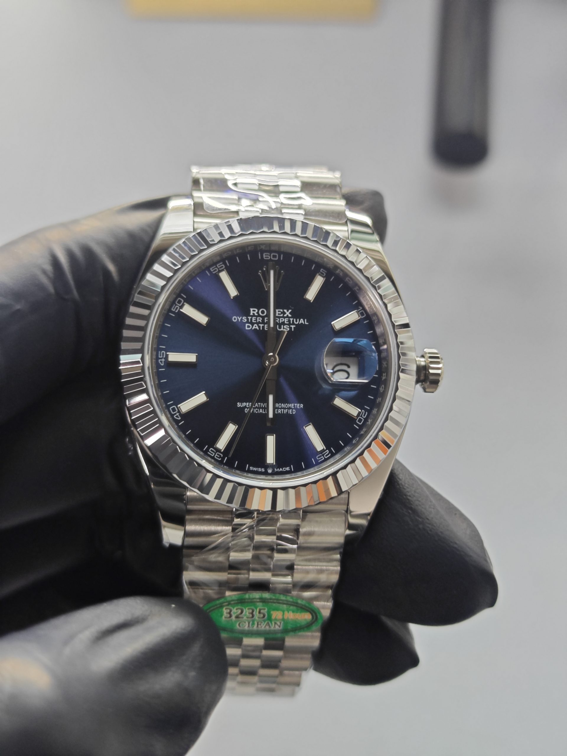 Clean Factory Datejust 41mm Jubilee Blue Dial, White Gold Fluted Bezel