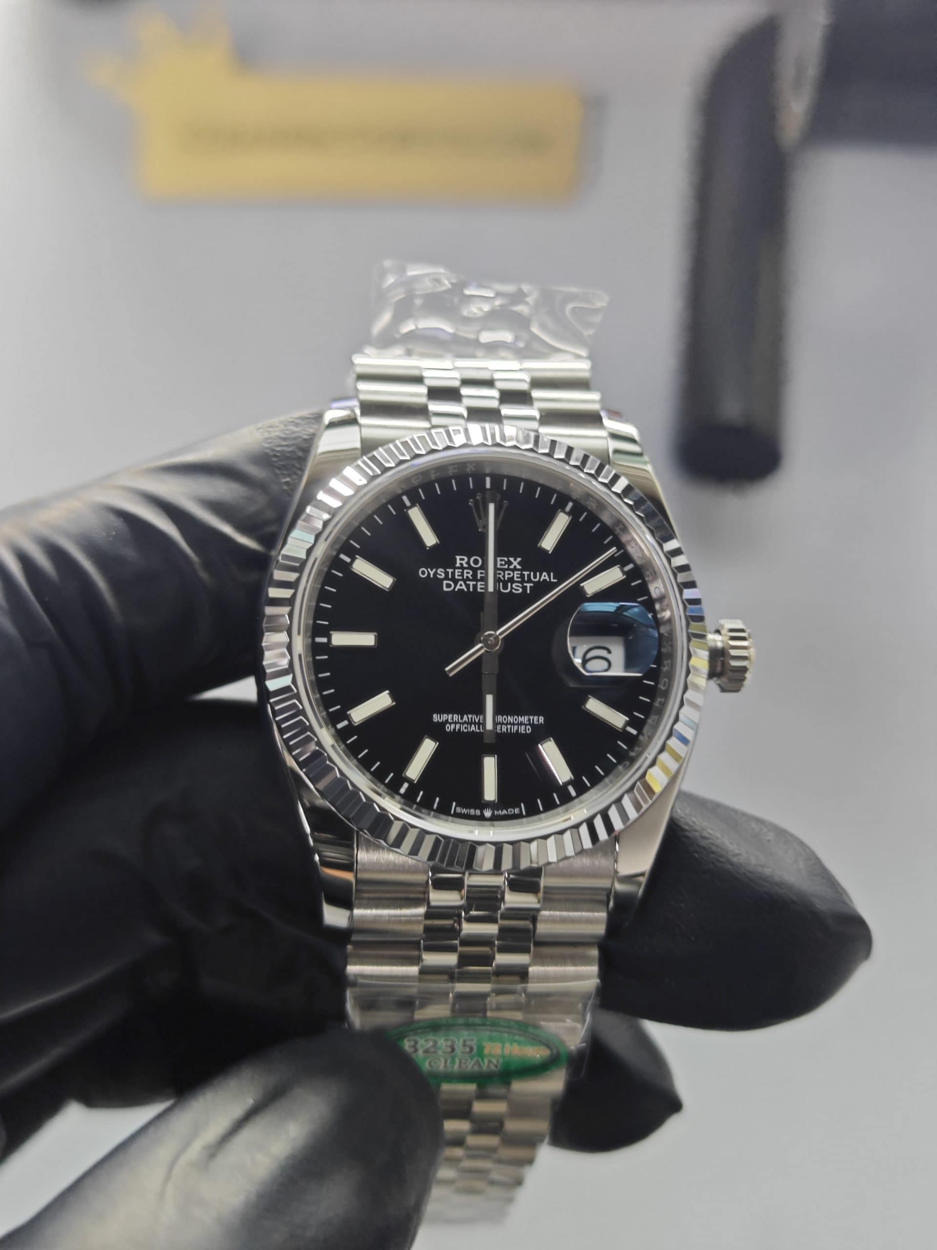 Clean Factory Datejust 36mm 126234Jubilee Black Dial, White Gold Fluted Bezel