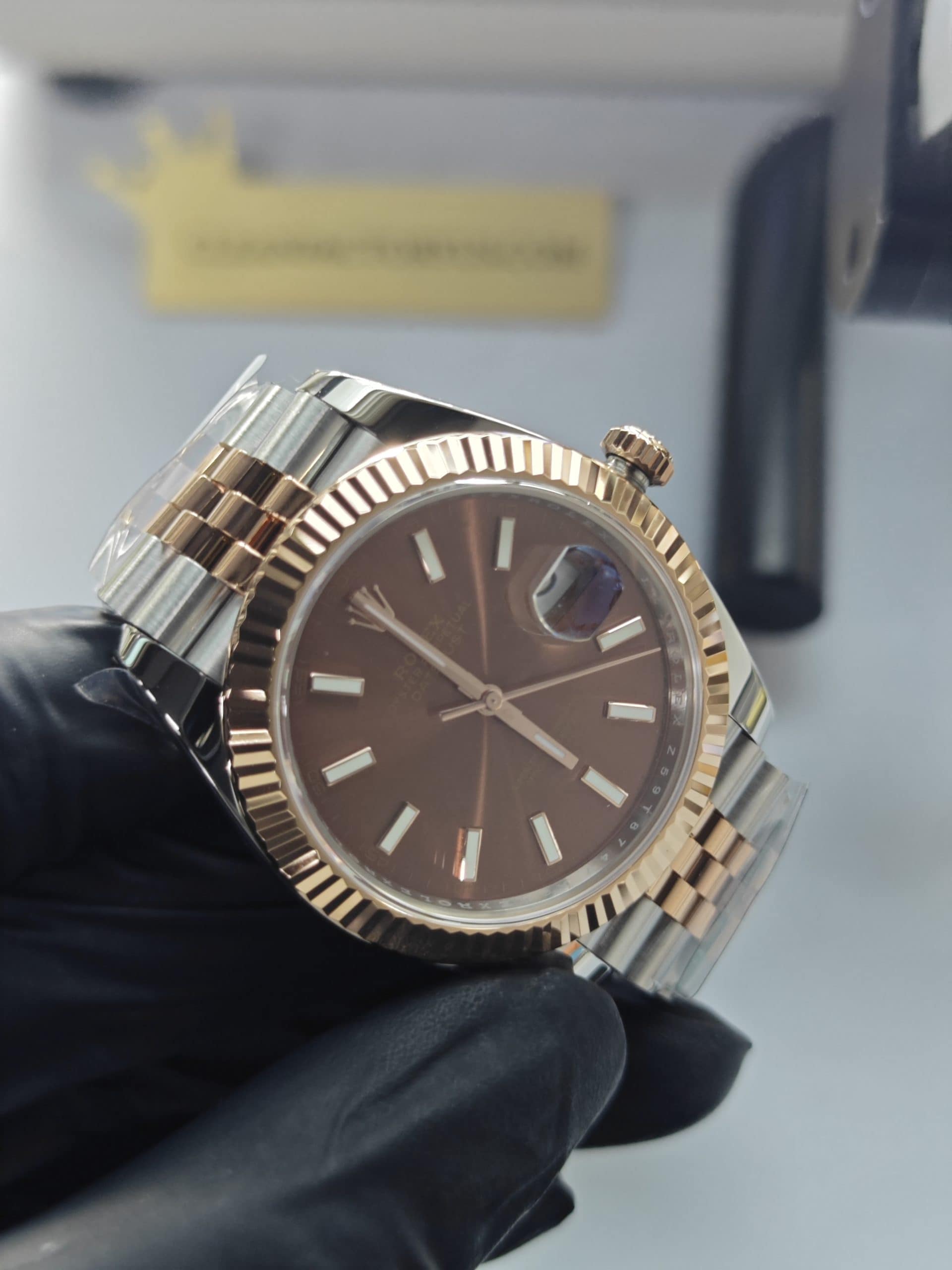 Clean Factory Datejust 41mm 126331Jubilee Two-Tone, Chocolate Dial, Gold Fluted Bezel