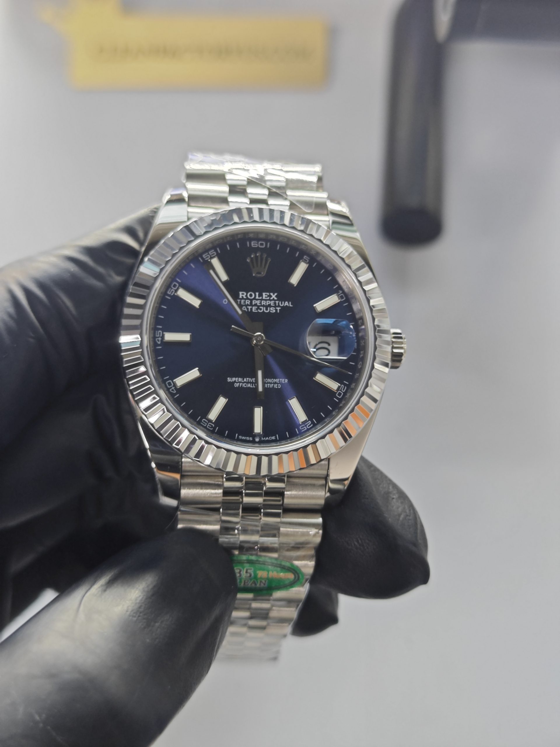 Clean Factory Datejust 41mm Jubilee Blue Dial, White Gold Fluted Bezel