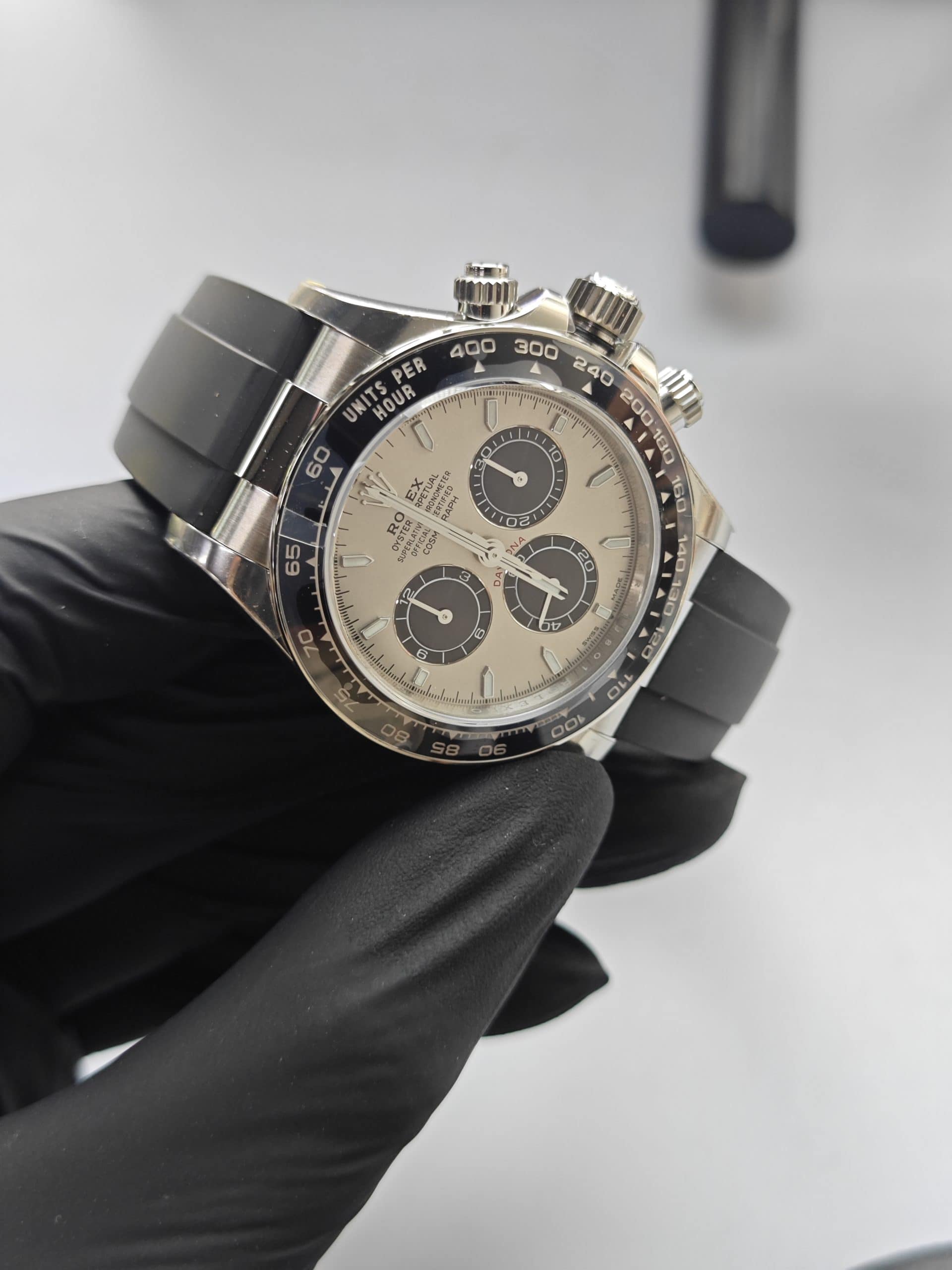 Clean Factory Rolex Daytona 126519ln Grey Panda Dial Rubber Strap Cerachrom Bezel 904l Steel Best Edition 4131 Movement