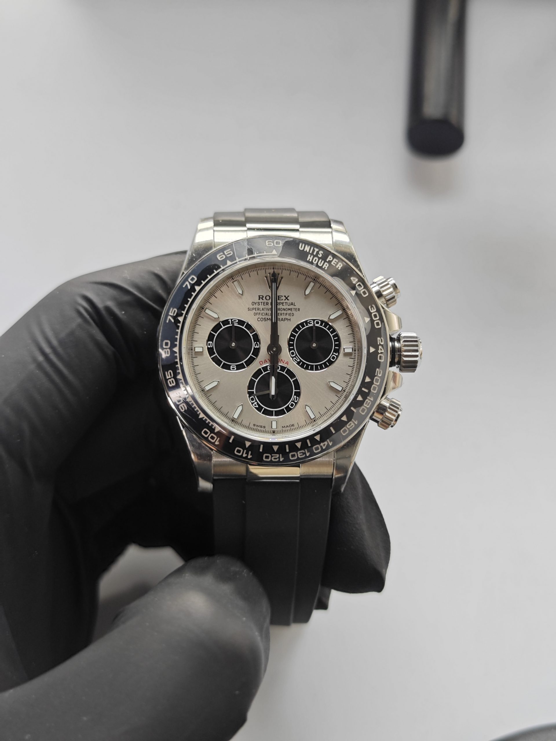 Clean Factory Rolex Daytona 126519ln Grey Panda Dial Rubber Strap Cerachrom Bezel 904l Steel Best Edition 4131 Movement
