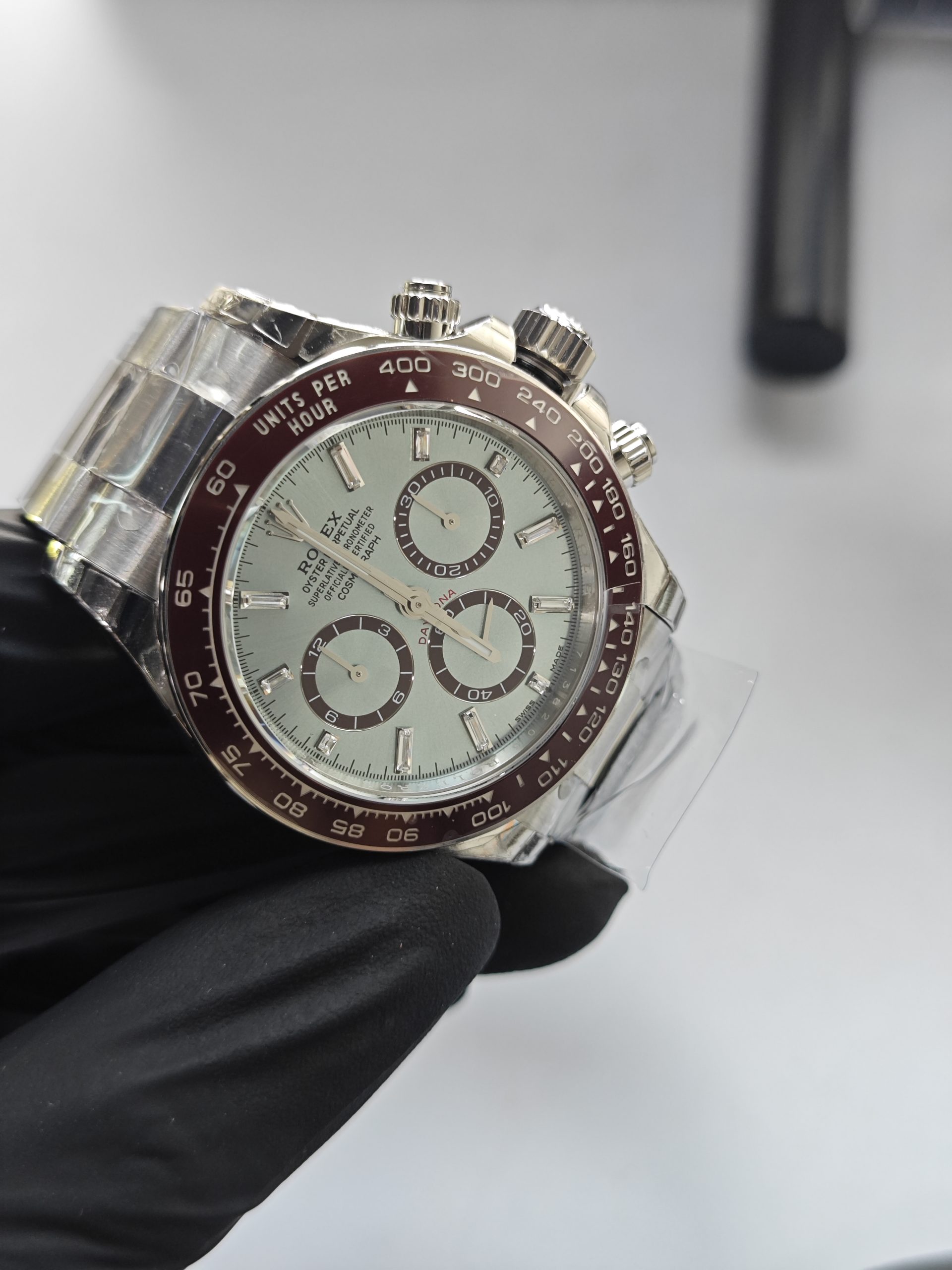 Clean Factory Daytona 126506 IceBlue Dial, Diamond Makers, Brown Ceramic Bezel