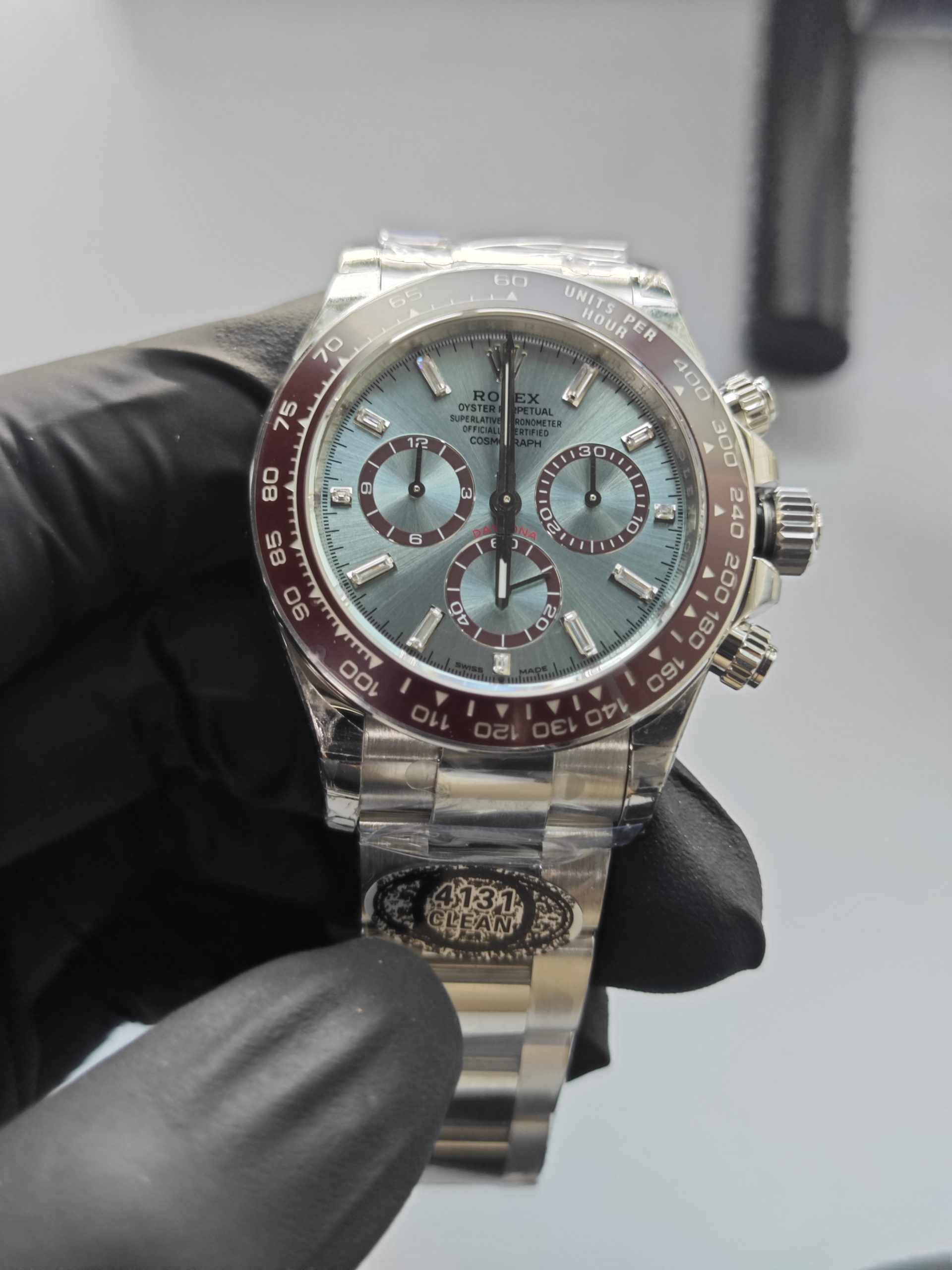 Clean Factory Daytona 126506 IceBlue Dial, Diamond Makers, Brown Ceramic Bezel