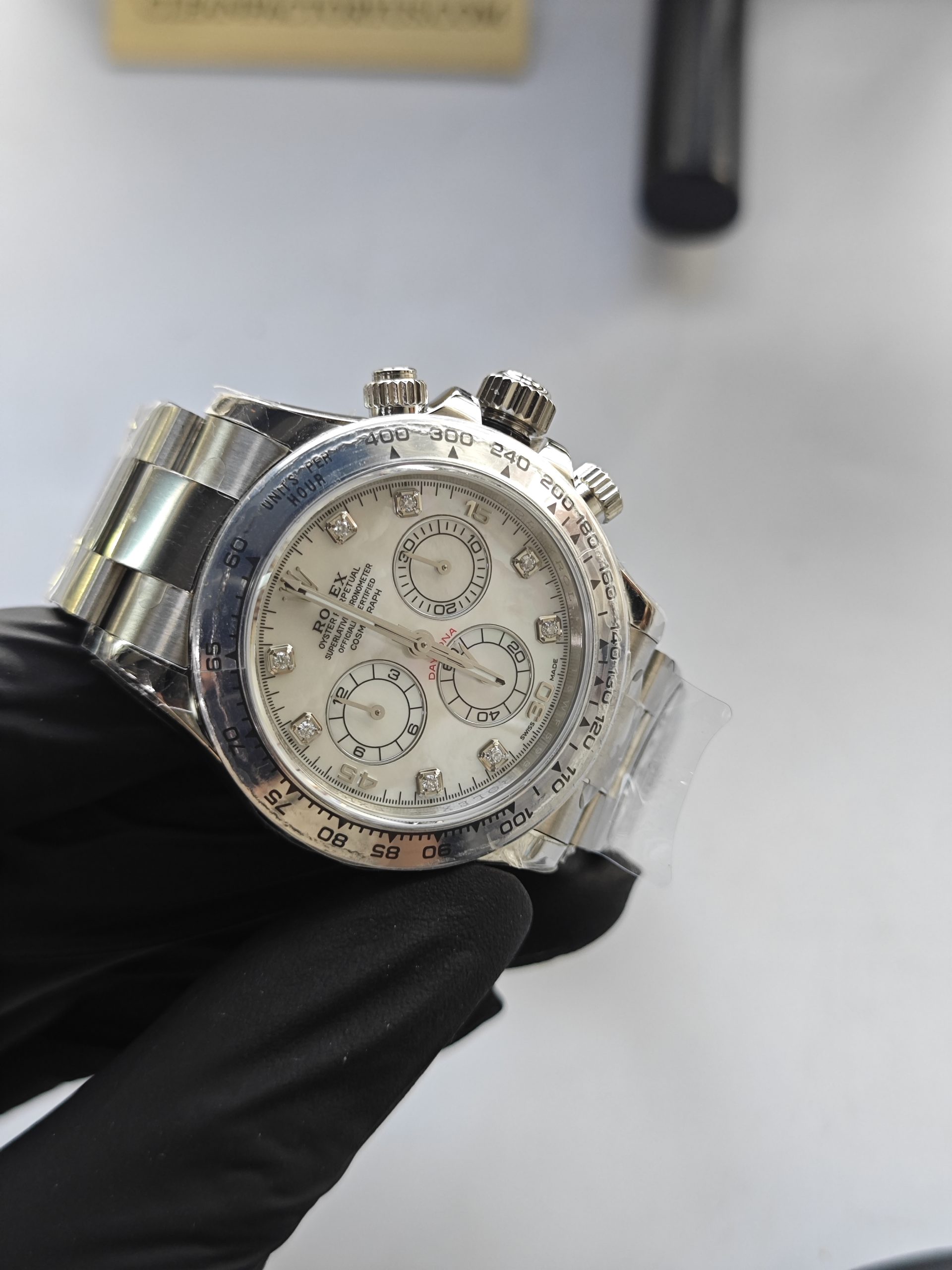 Clean Factory Daytona 116509 Mother of Pearl Dial, Diamond Makers,White Gold Bezel