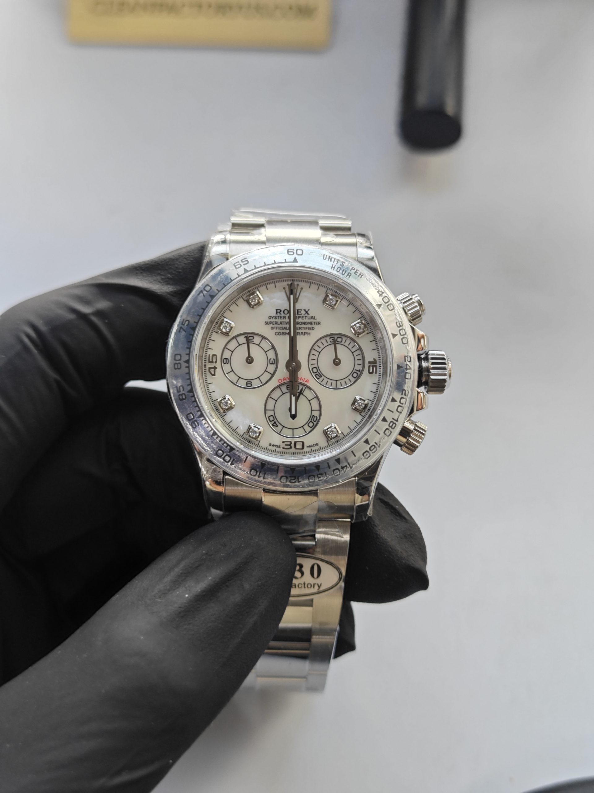 Clean Factory Daytona 116509 Mother of Pearl Dial, Diamond Makers,White Gold Bezel