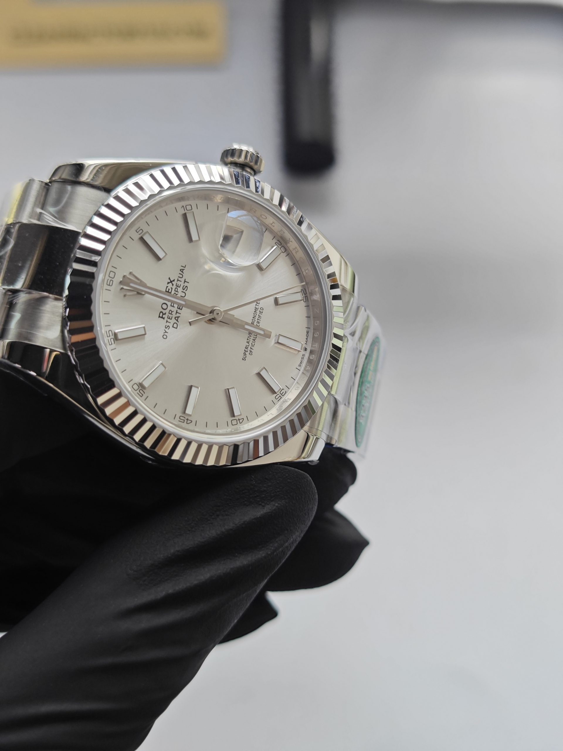 Clean Factory Datejust 41mm 126334 Oyster Silver Dial, White Gold Fluted Bezel