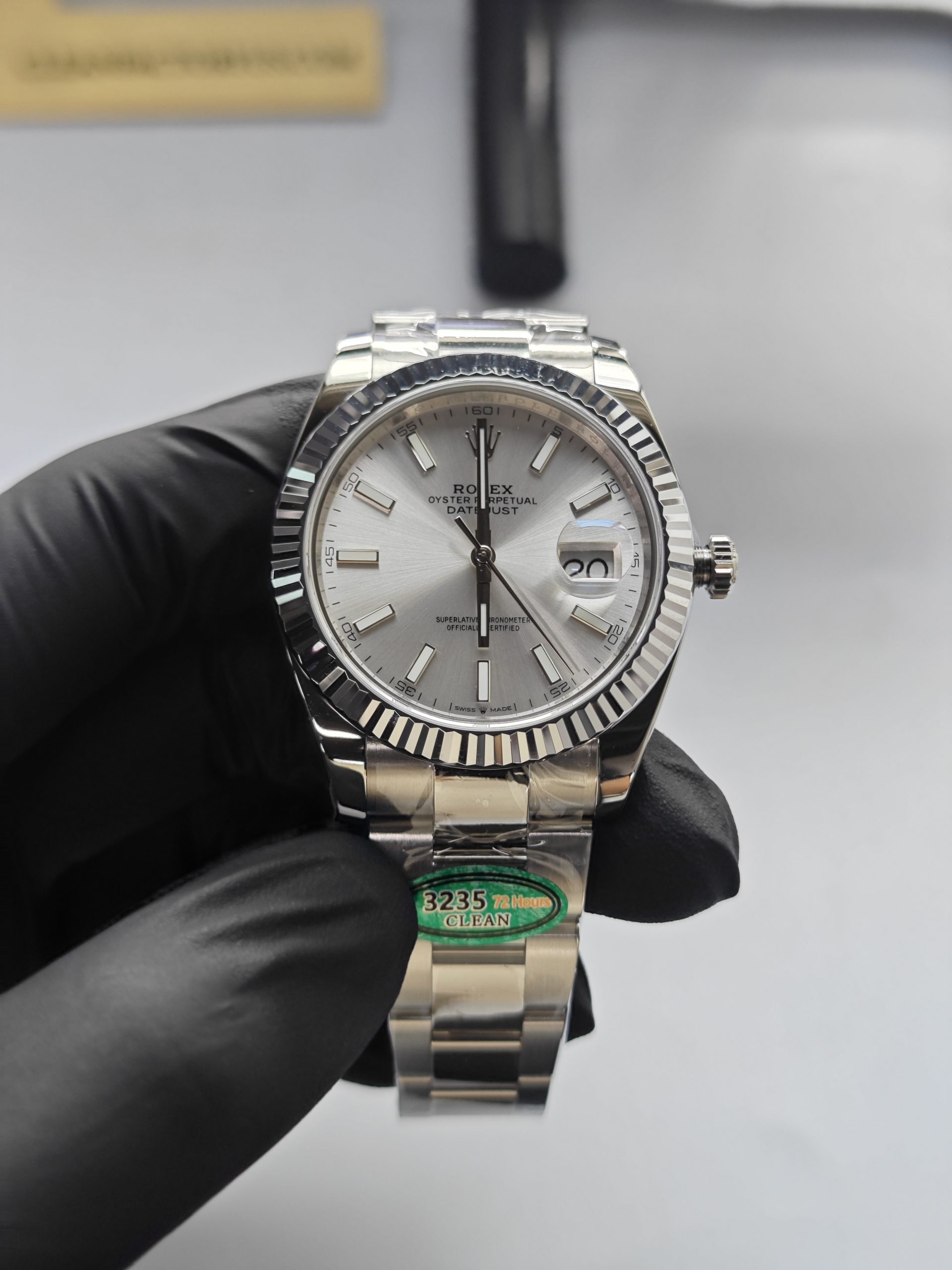 Clean Factory Datejust 41mm 126334 Oyster Silver Dial, White Gold Fluted Bezel