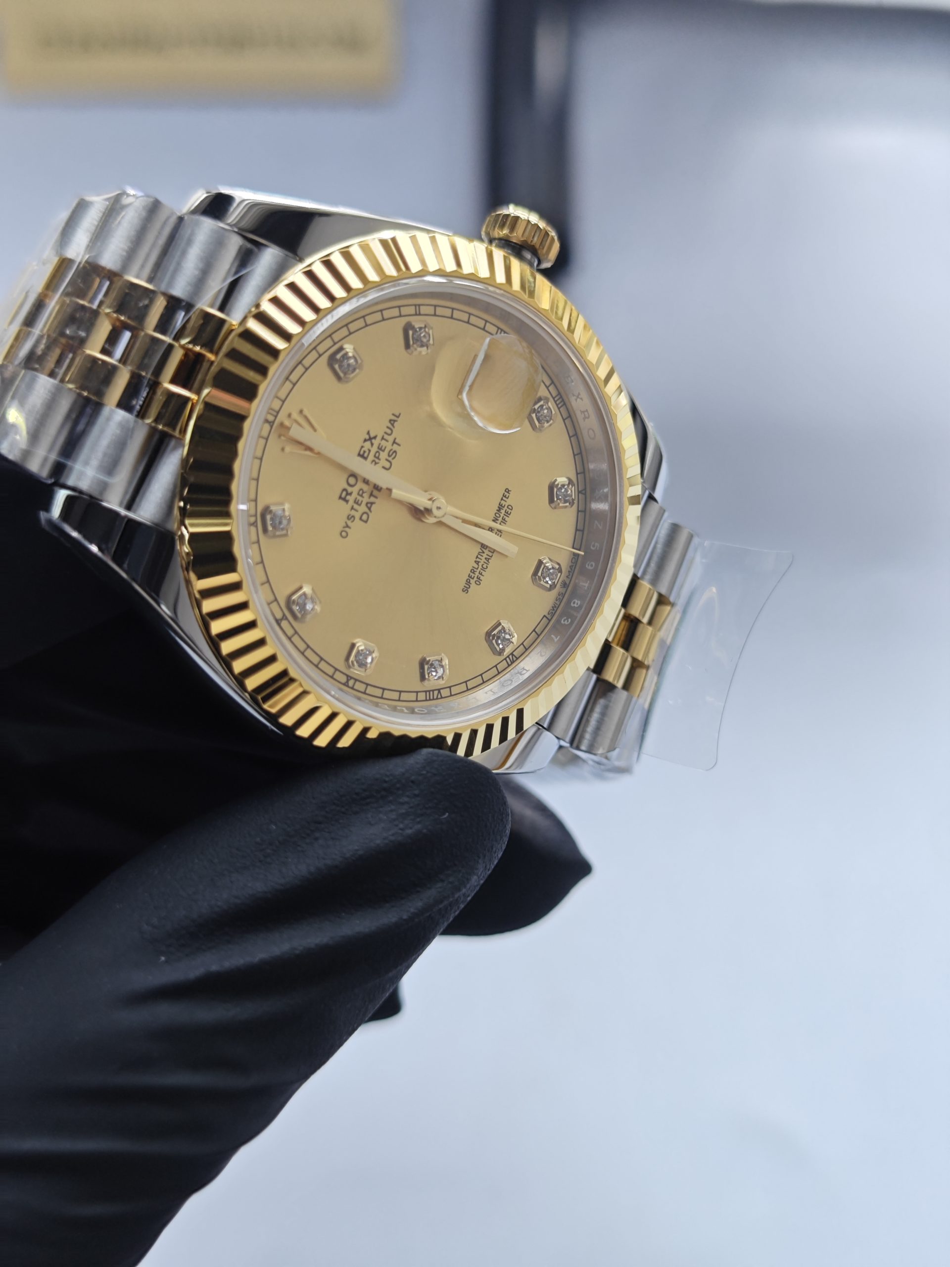 Clean Factory Datejust 41mm 126333Jubilee Two-Tone, Gold Diamond Dial, Gold Fluted Bezel