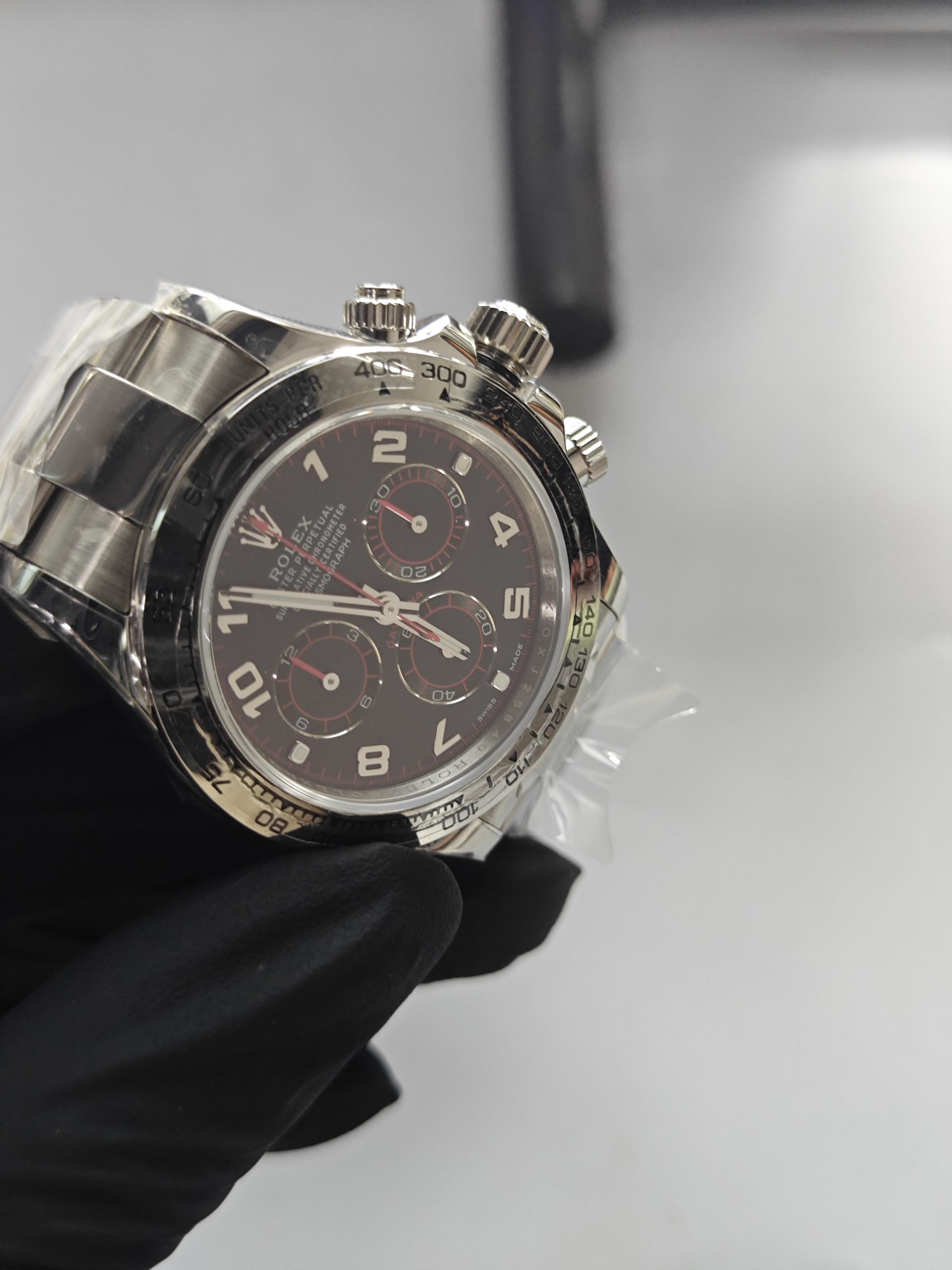 Clean Factory Daytona 116509 Black Dial, Red Hands Arabic Markers