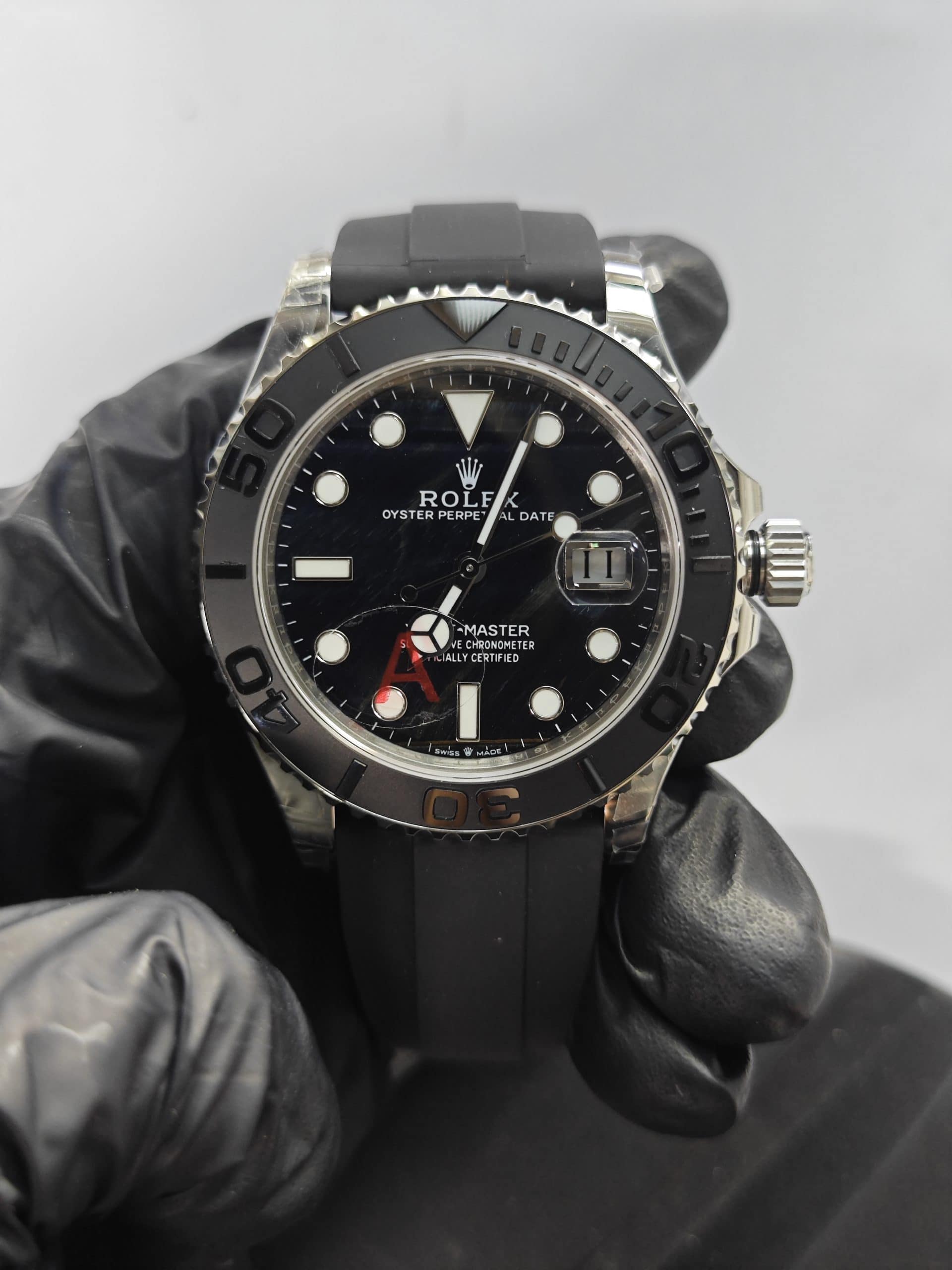 Clean Factory Yacht Master 226659 42mm Falcon’s Eye Dial, White Gold/904L Steel, Rubber Strap