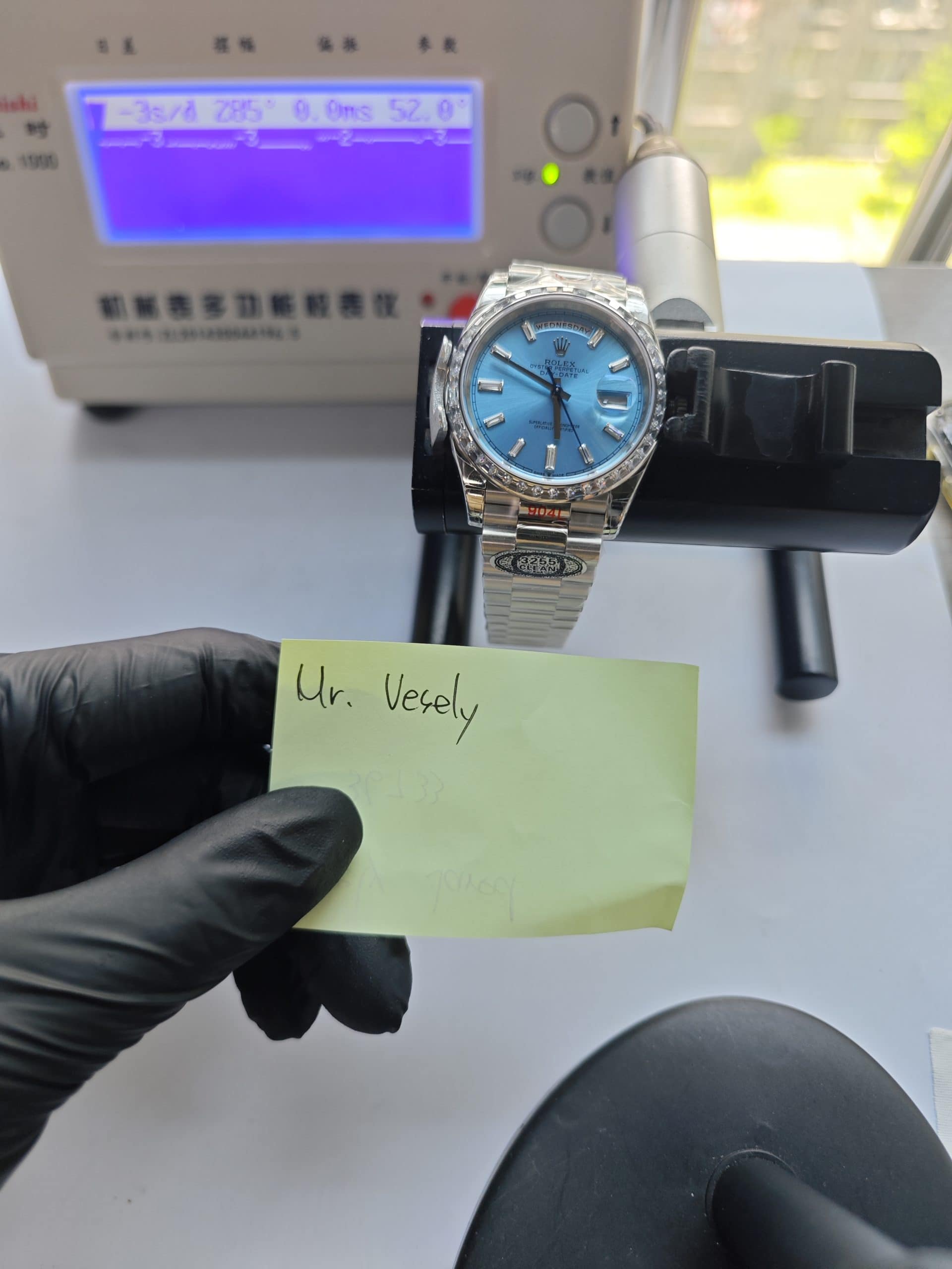 Clean Factory Day-Date 40mm 228396TBR President Iceblue Dial with Baguette Diamonds