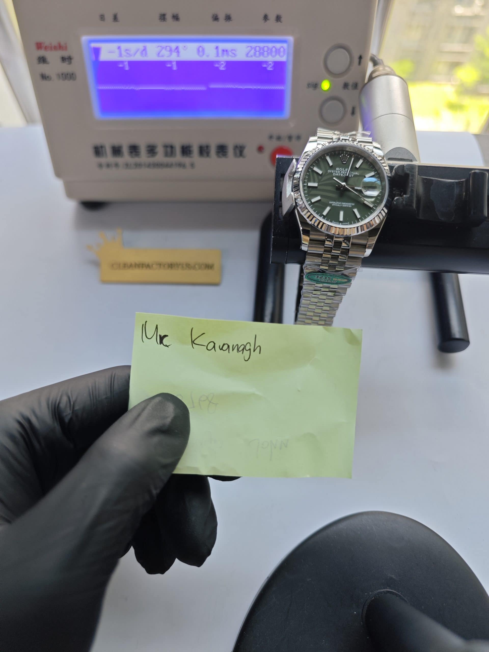 Clean Factory Datejust 36mm 126234Jubilee Olive Green Palm Motif Dial, White Gold Fluted Bezel