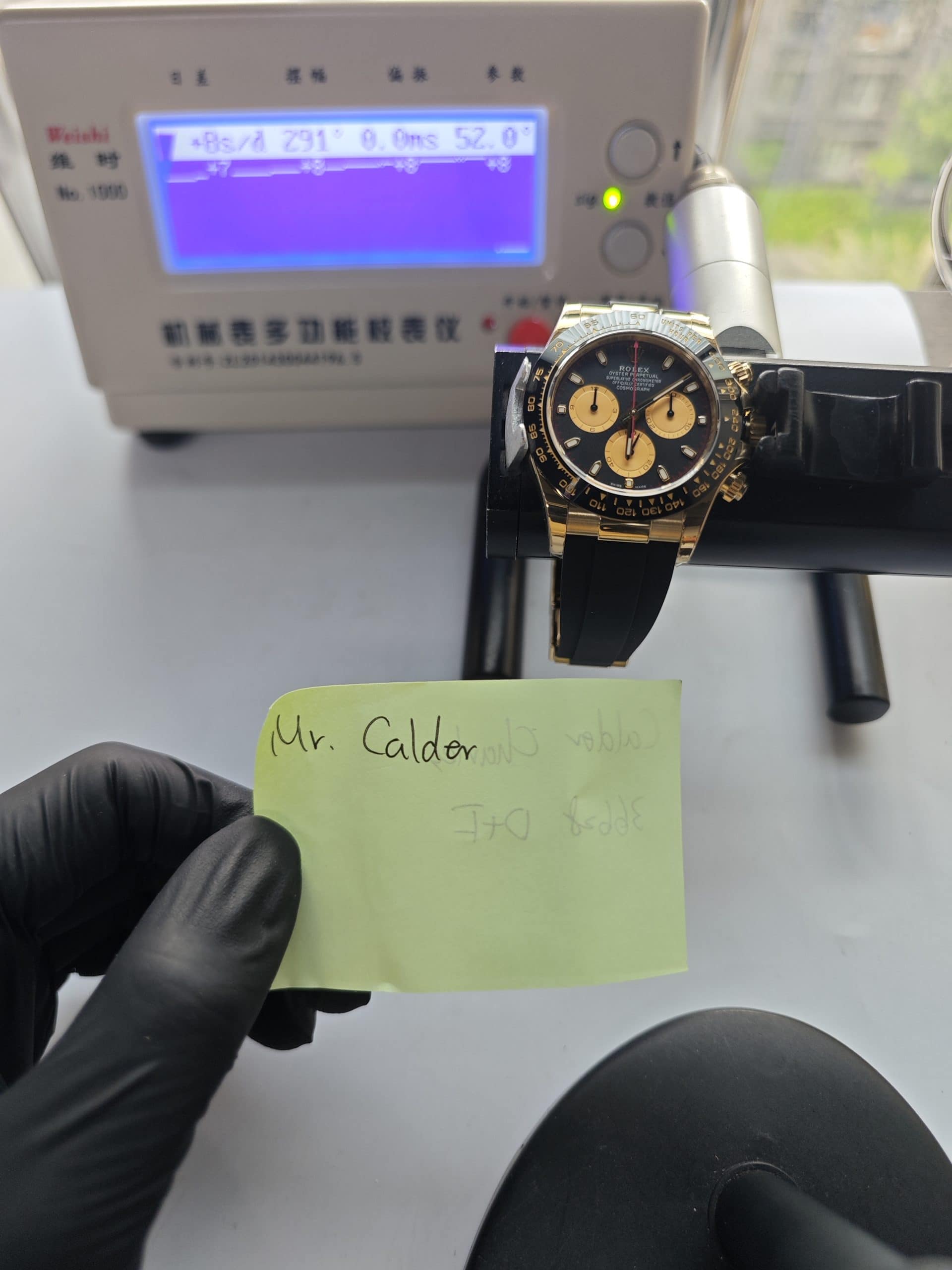 Clean Factory Daytona 116518LN Black Dial, Red Chronograph Hand, Rubber Strap, Cerachrom Bezel, Yellow Gold wrapped