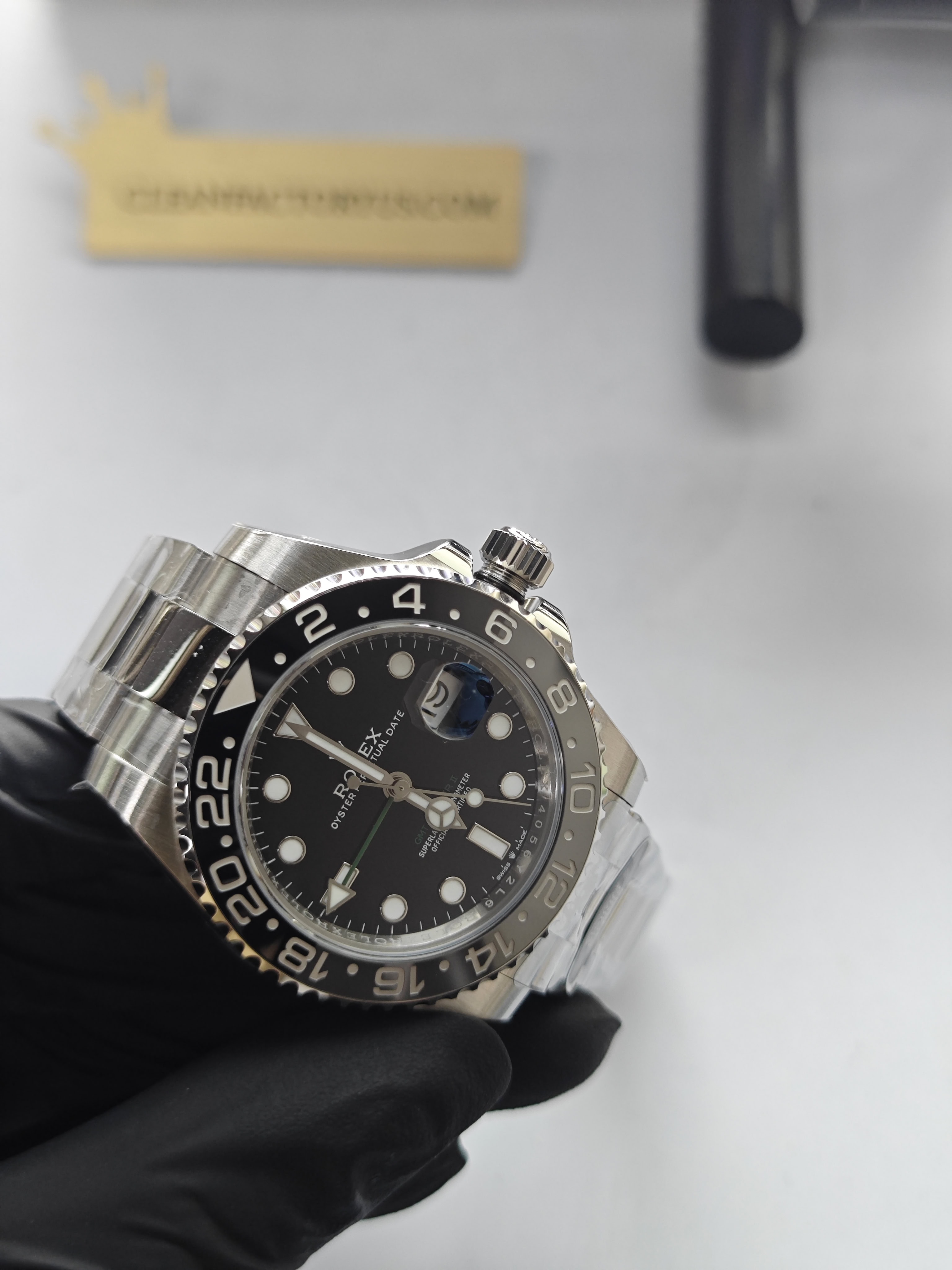 Clean Factory GMT Master II 126710GRNR Oyster, Green 24-hour hand, Black/Grey Ceramic Bezel