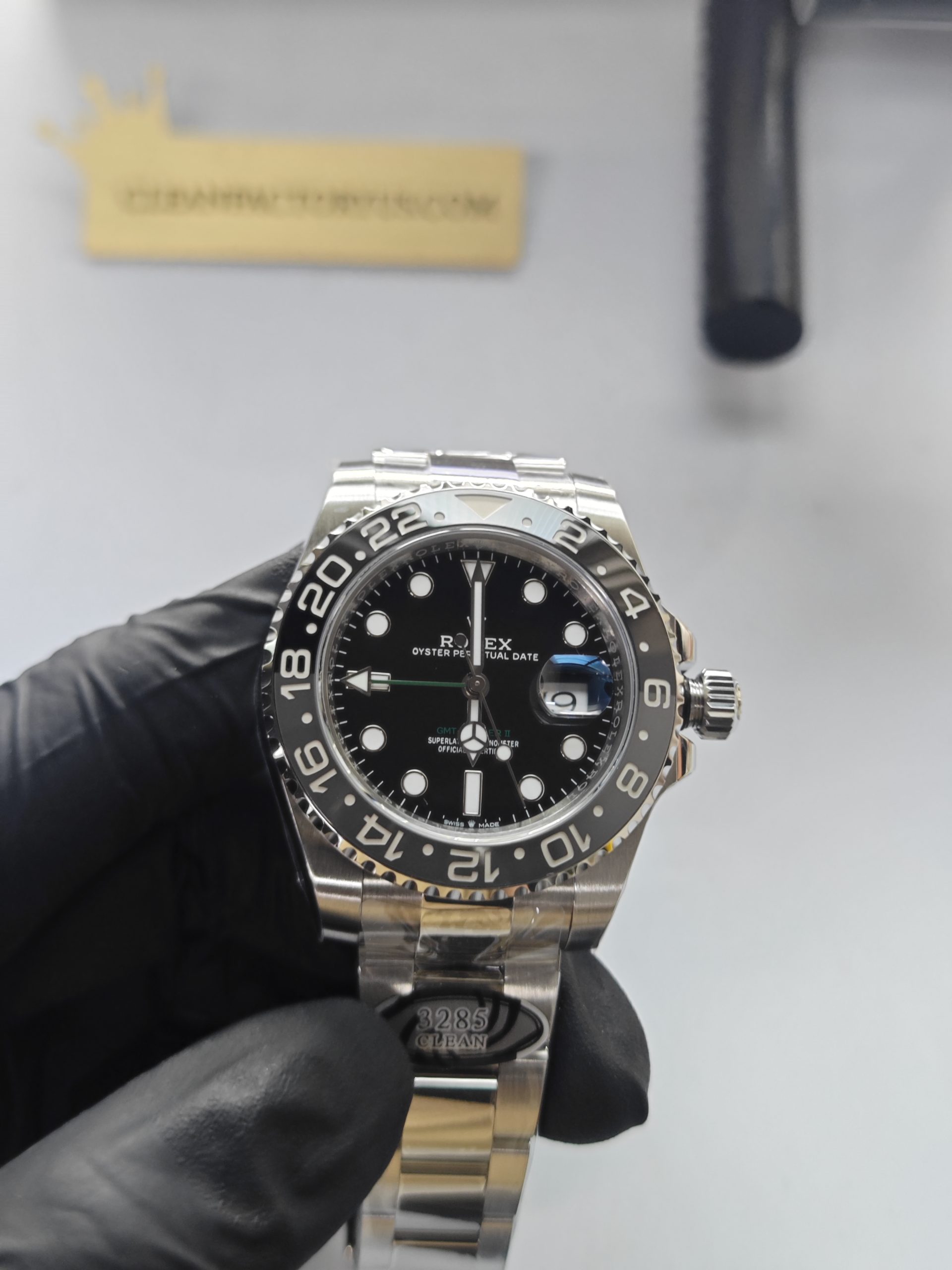 Clean Factory GMT Master II 126710GRNR Oyster, Green 24-hour hand, Black/Grey Ceramic Bezel