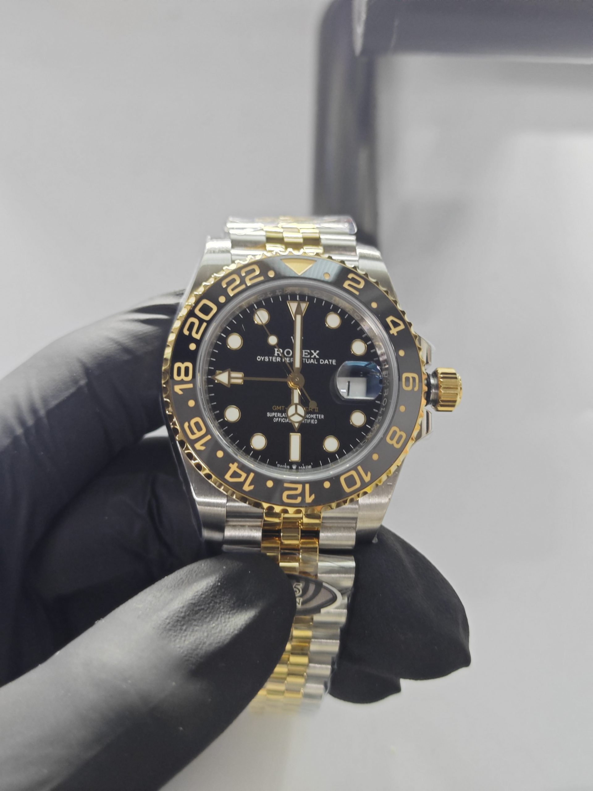Clean Factory GMT Master II 126713GRNR Jubilee, Black/Grey Ceramic Bezel, Two-tone