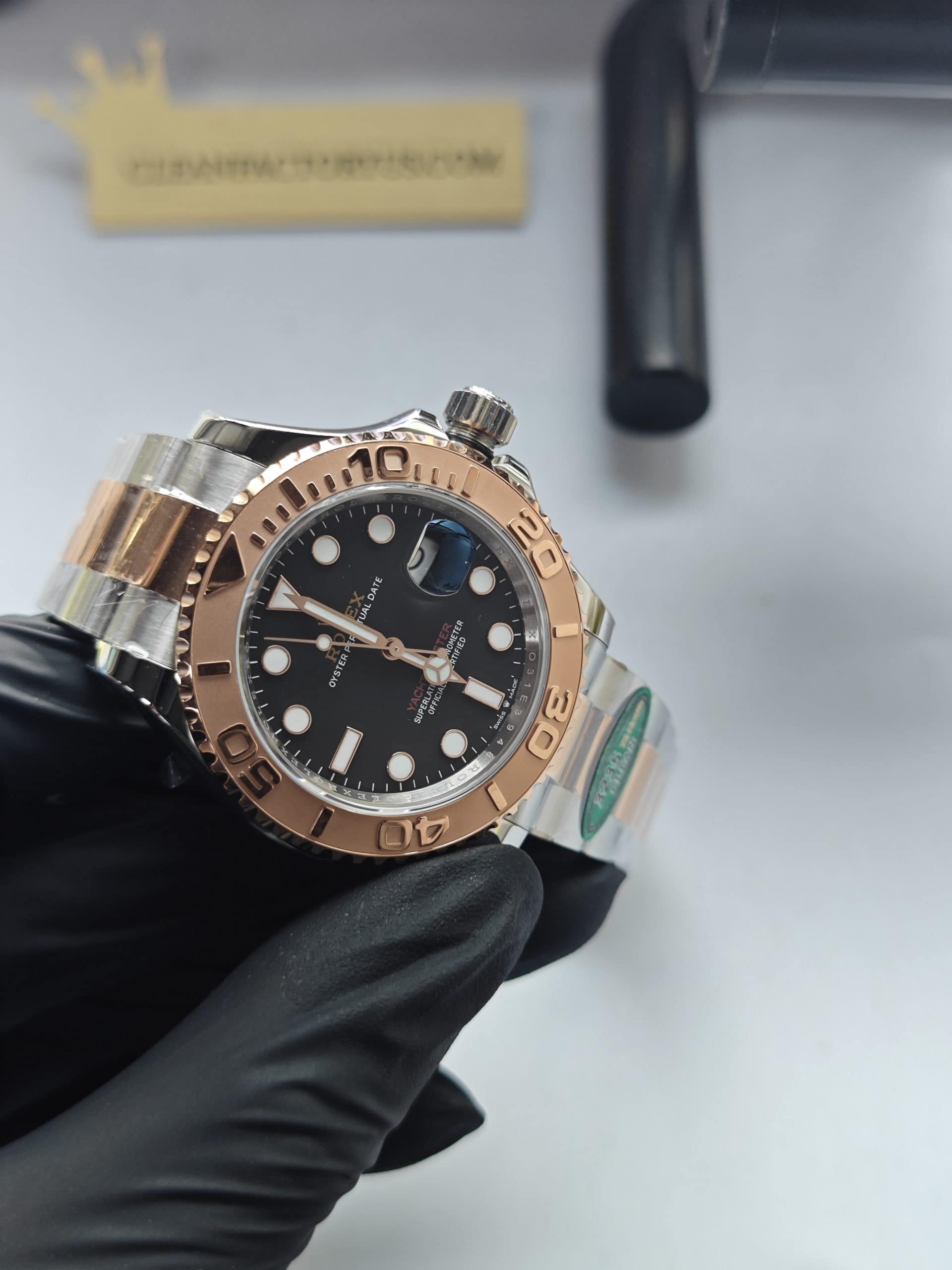 Clean Factory Rolex Yacht Master 126621 40mm Rose Gold 2-Tone Black Dial Best Edition 3235 Movement