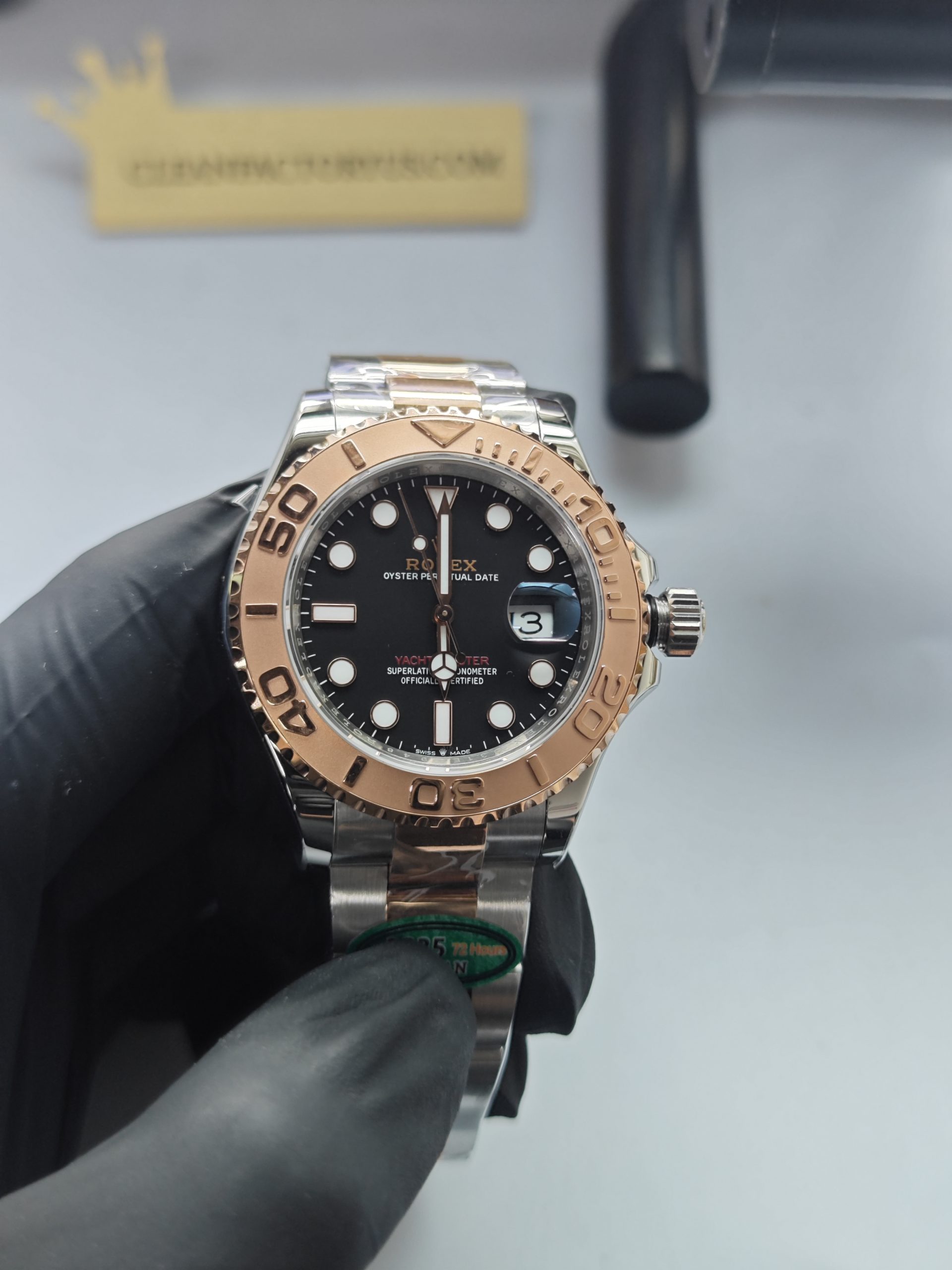 Clean Factory Rolex Yacht Master 126621 40mm Rose Gold 2-Tone Black Dial Best Edition 3235 Movement