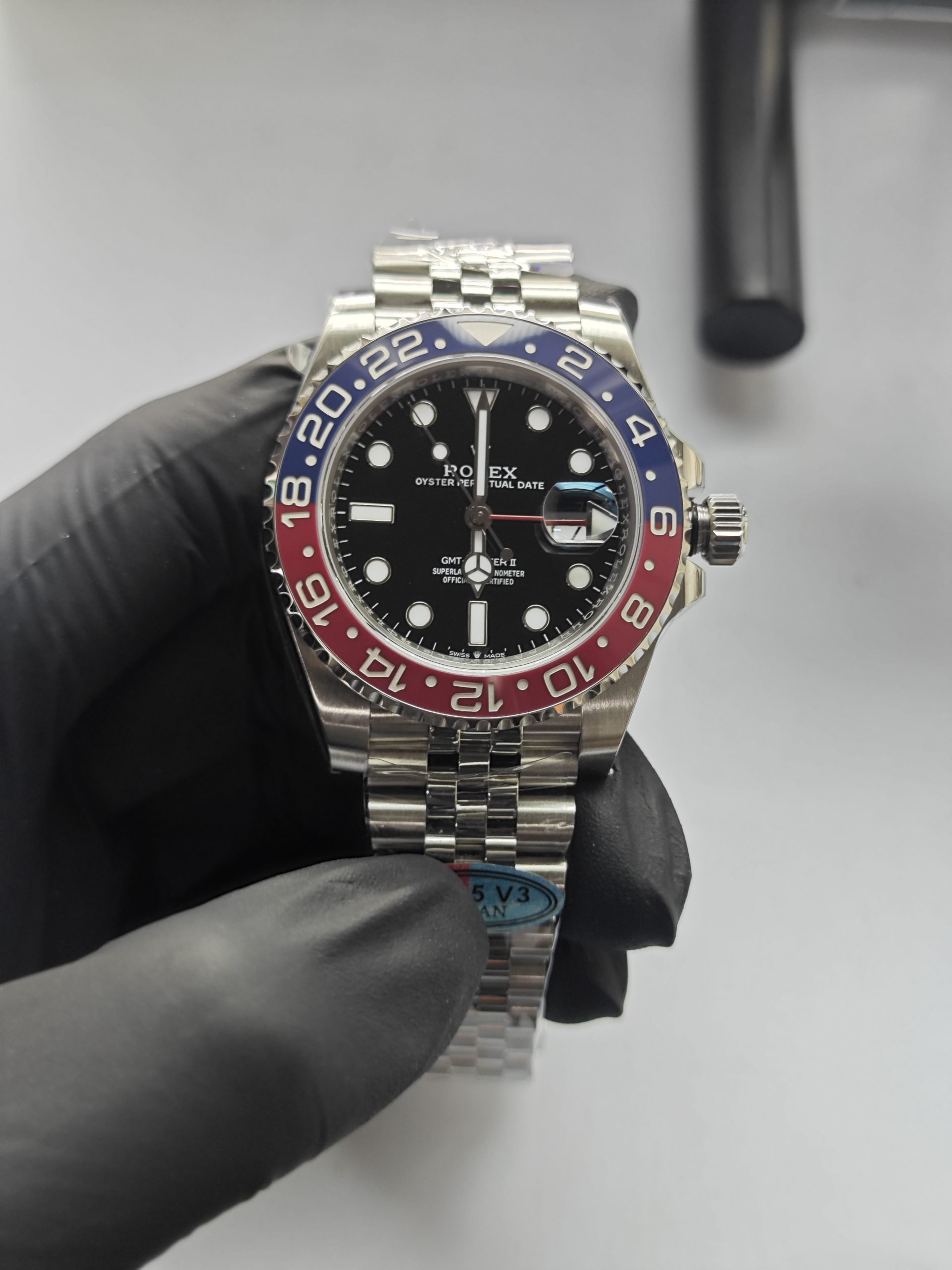 Clean Factory Rolex GMT Master II 126710BLRO Jubilee, “Pepsi”Red/Blue Ceramic Bezel, 904L Steel, Best Edition 3285 Movement