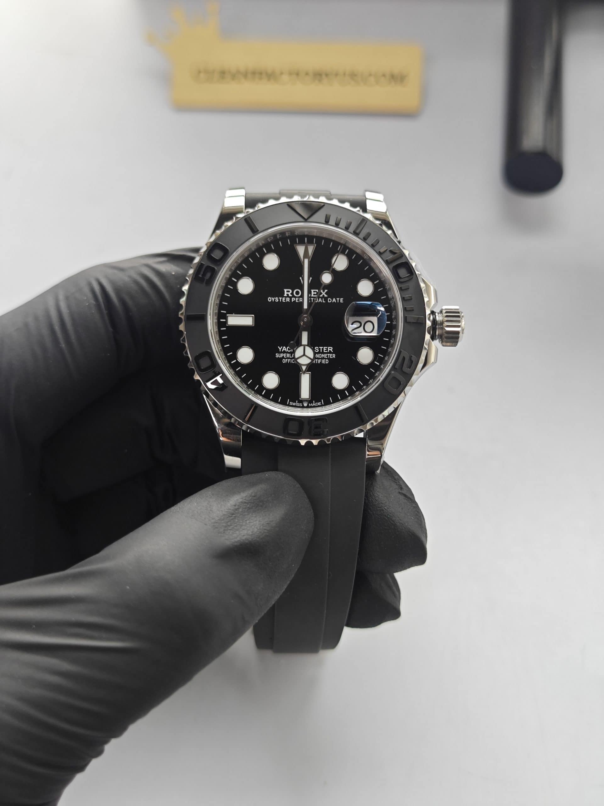 Clean Factory Rolex Yacht Master 226659 42mm Black Dial White Gold 904l Steel Rubber Strap Best Edition 3235 Movement