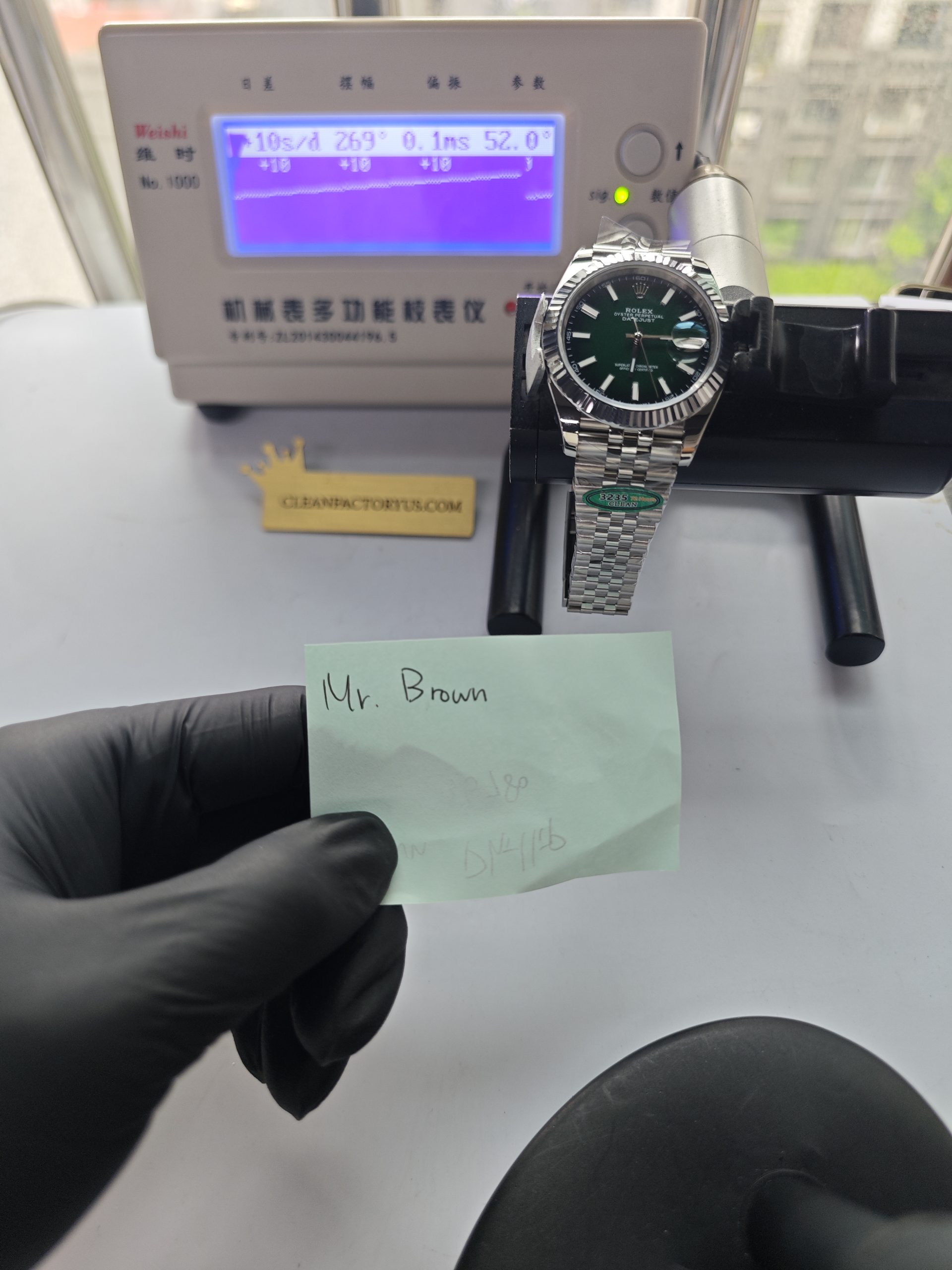 Clean Factory Datejust 41mm 126334 Jubilee, Gradient Green Dial, White Gold Fluted Bezel