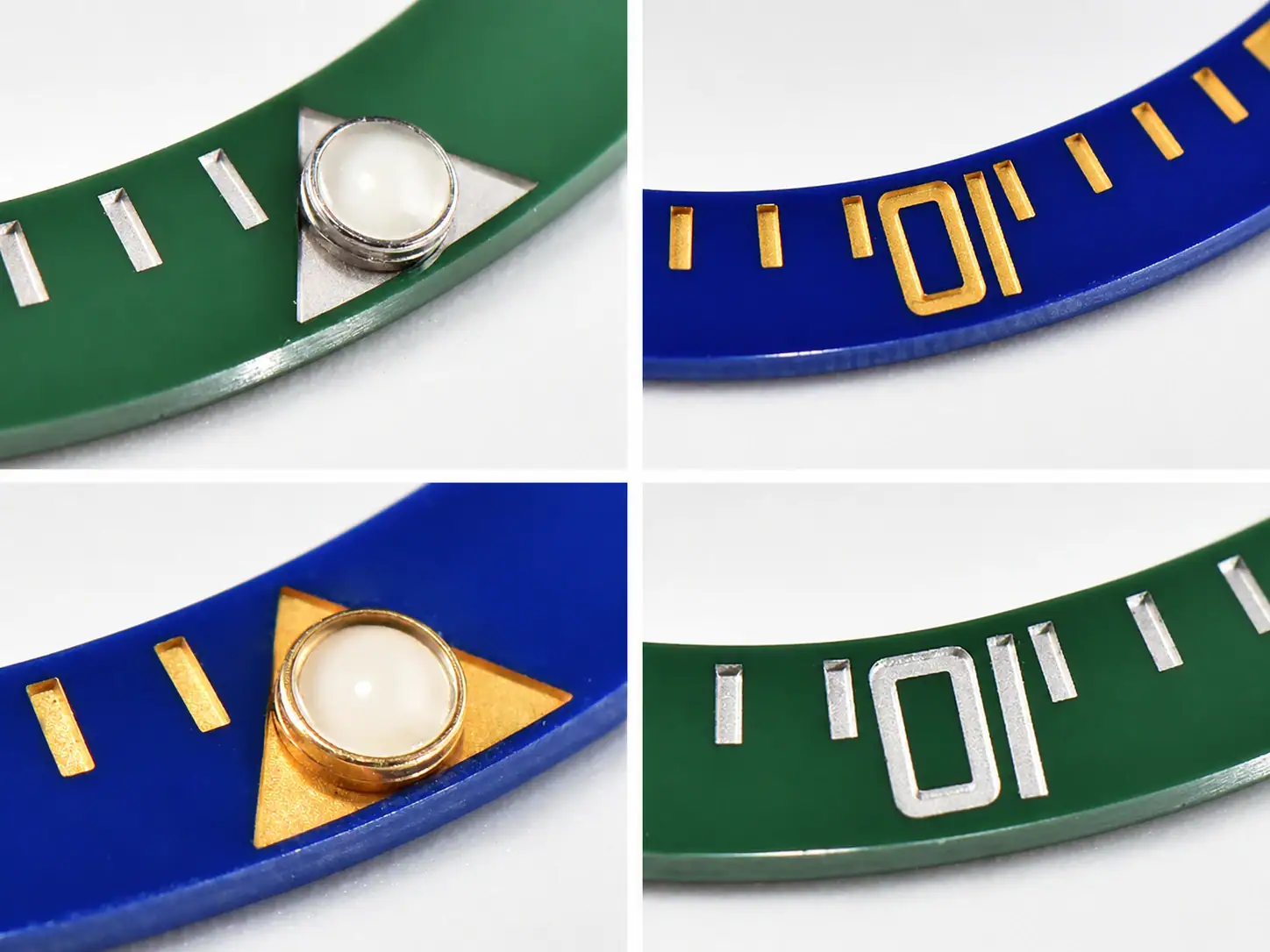 High-magnification analysis of PVD metallic coating inside the engraved ceramic bezel scale