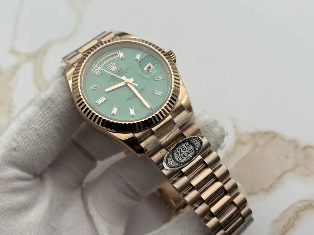 Clean Factory Day-Date Green Aventurine - Everose Gold