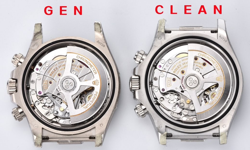 Clean Factory vs Gen Rolex Caliber 4131 Movement Side by Side Macro