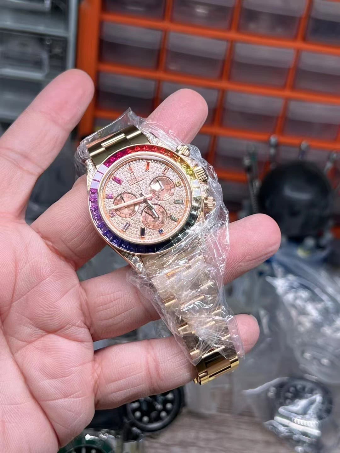 Full Wrist Presence of Custom Clean Factory Rainbow Daytona