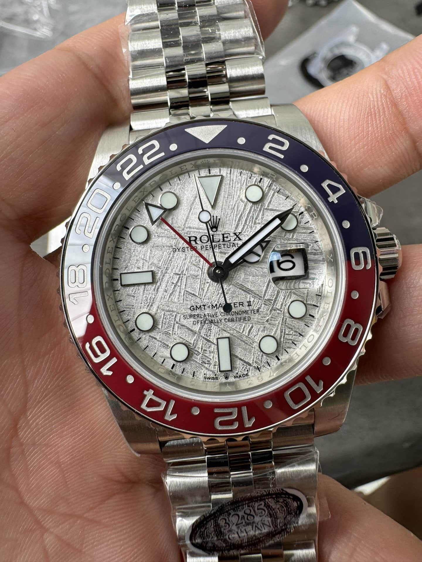 Frontal Dial Close-up Showing Cerachrom Bezel and 3285 CLEAN Sticker